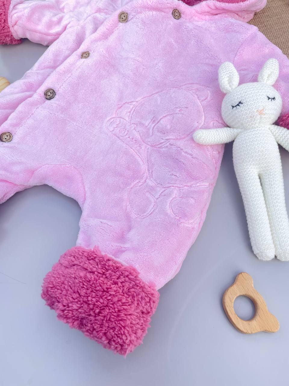 Pink Bear Fur Overall