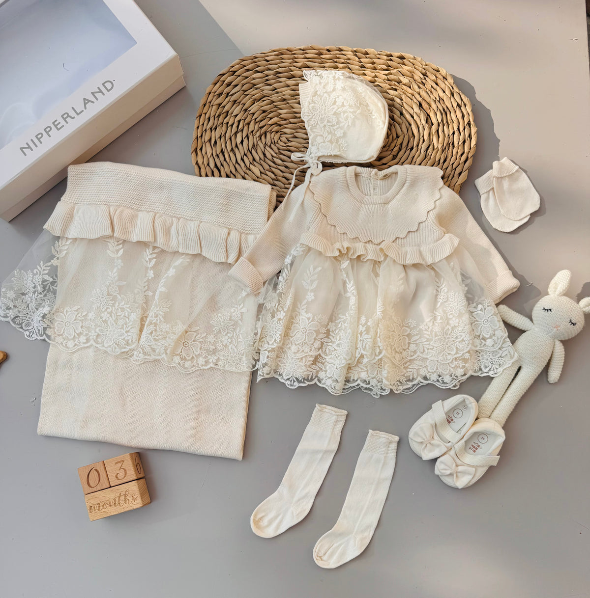 Little Angel Nipperland  Cream Knit Hospital Set 6 Pcs