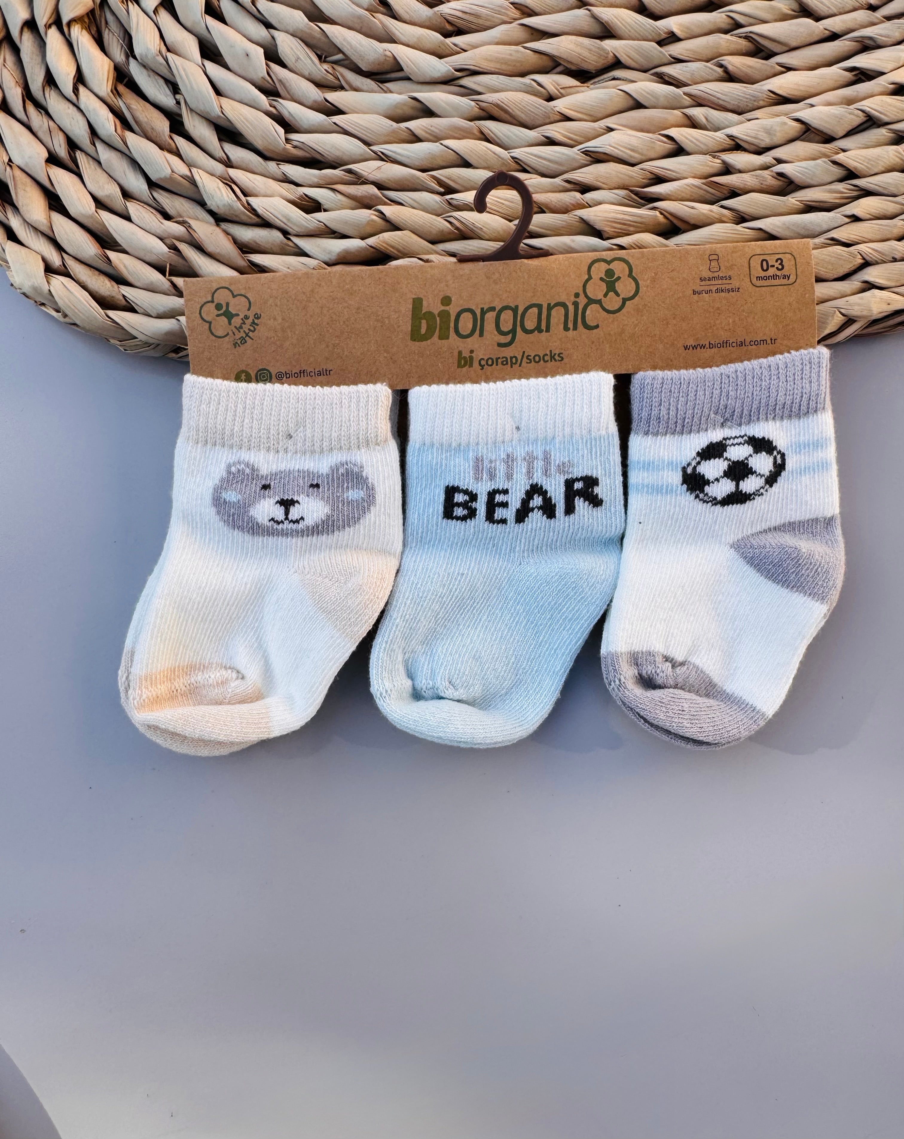 Bi Organic Bears socks 3 pairs