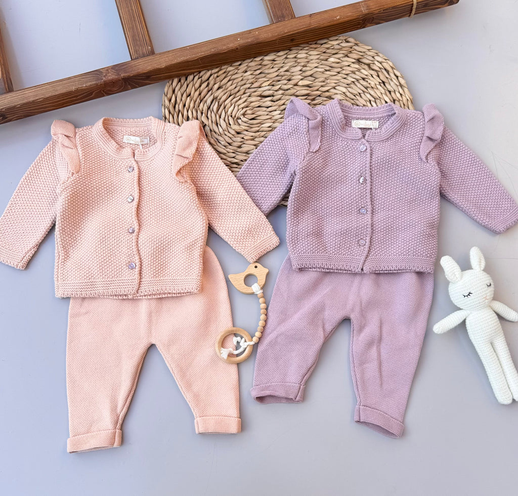 Violet / peach soft wool set - Bambino land