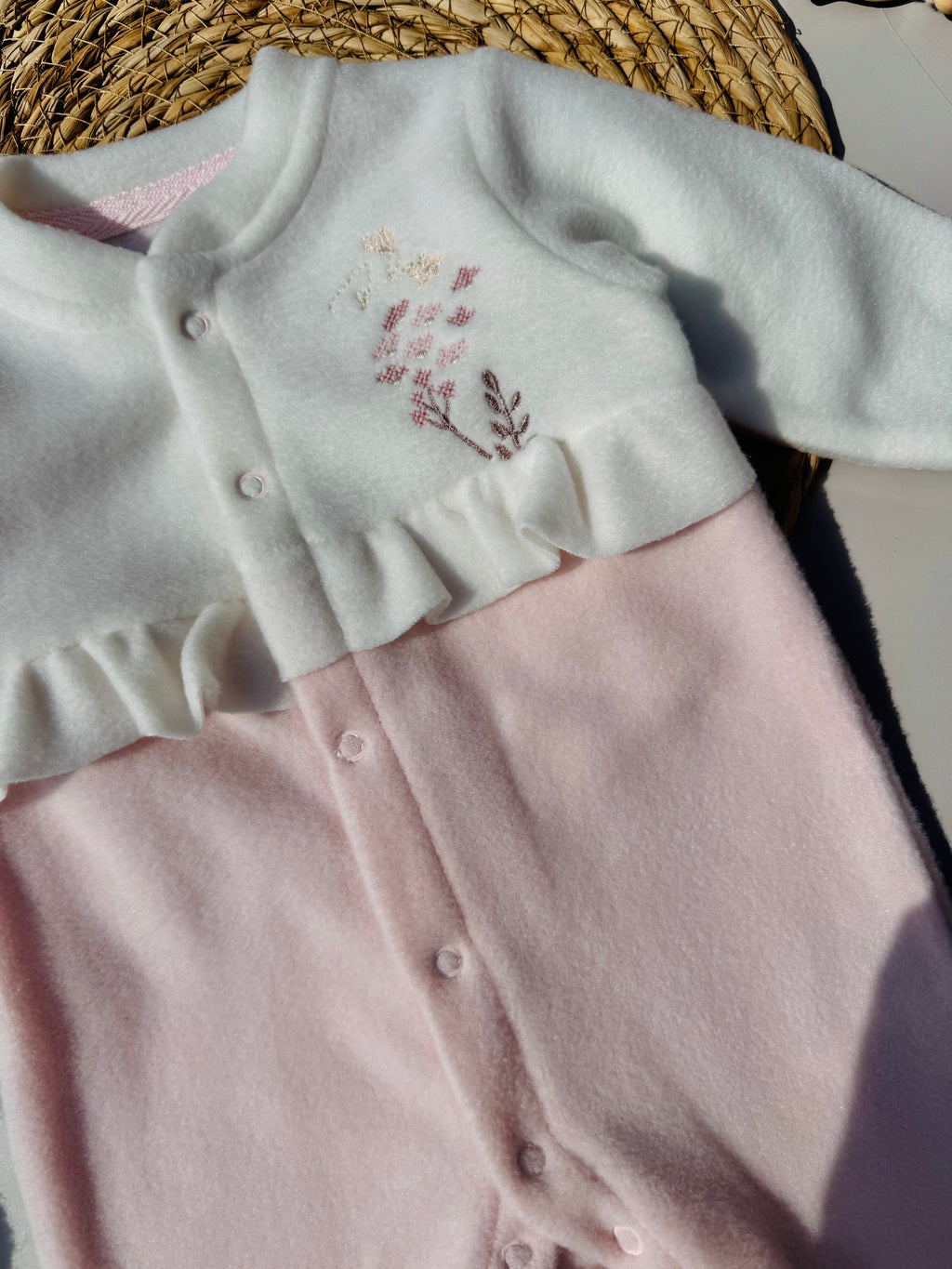 Pink And White Flowers Mohair Overall