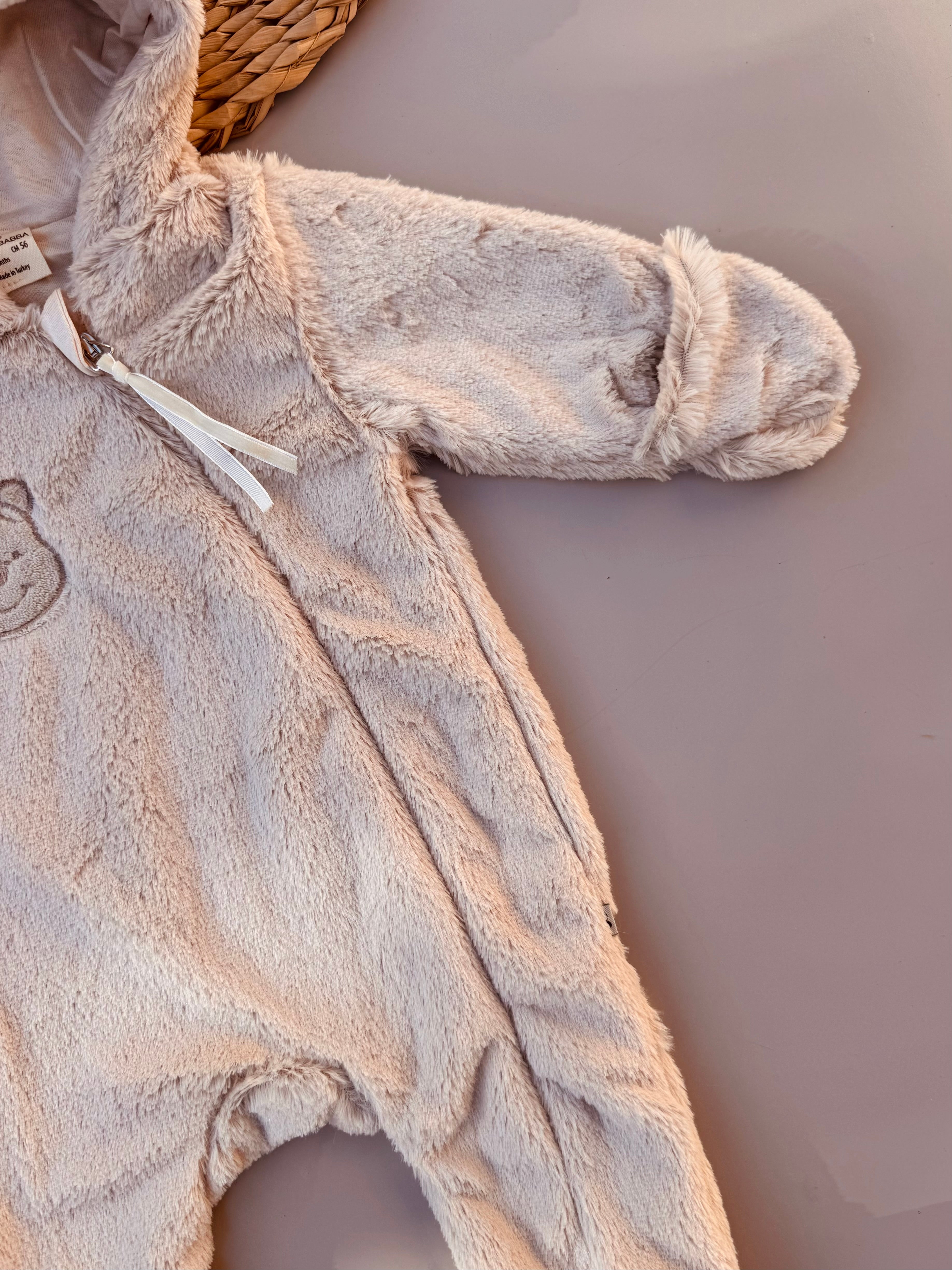 Greige Fur Teddy Overall