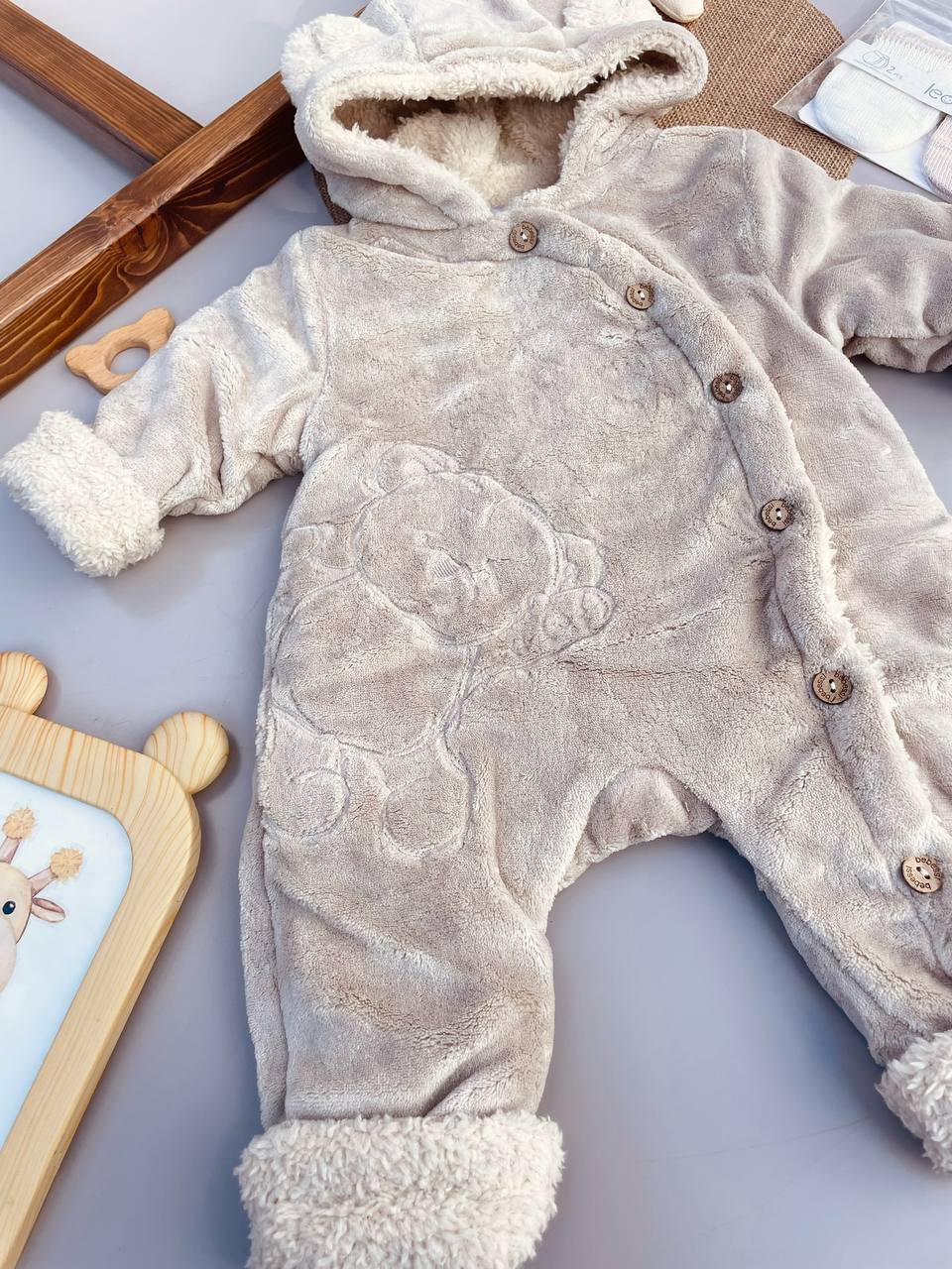 Beige Bear Fur Overall