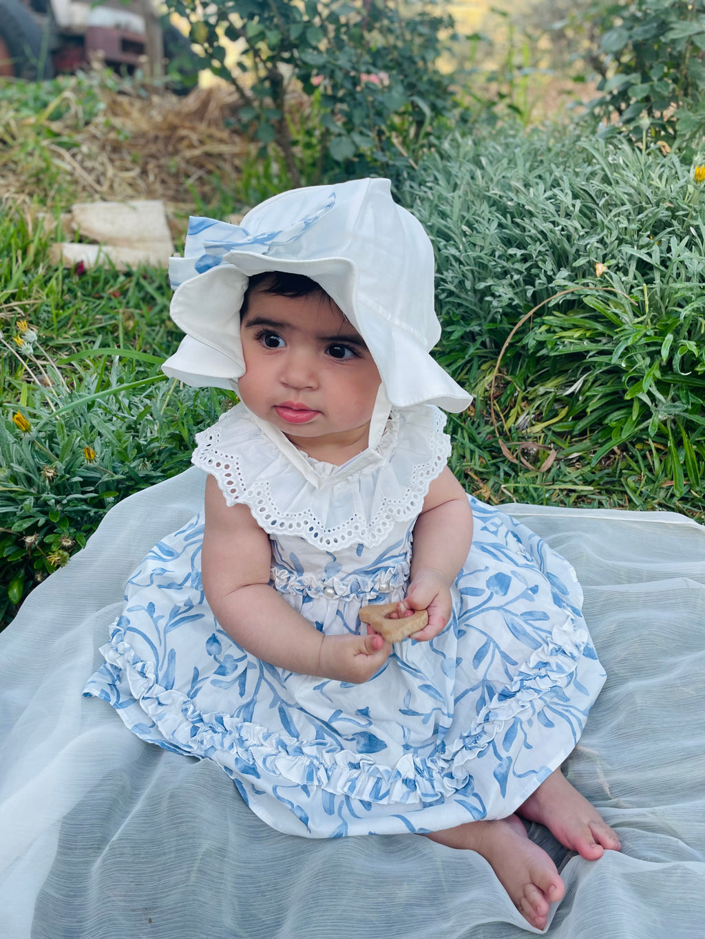 Blue and white summer dress 3 pcs