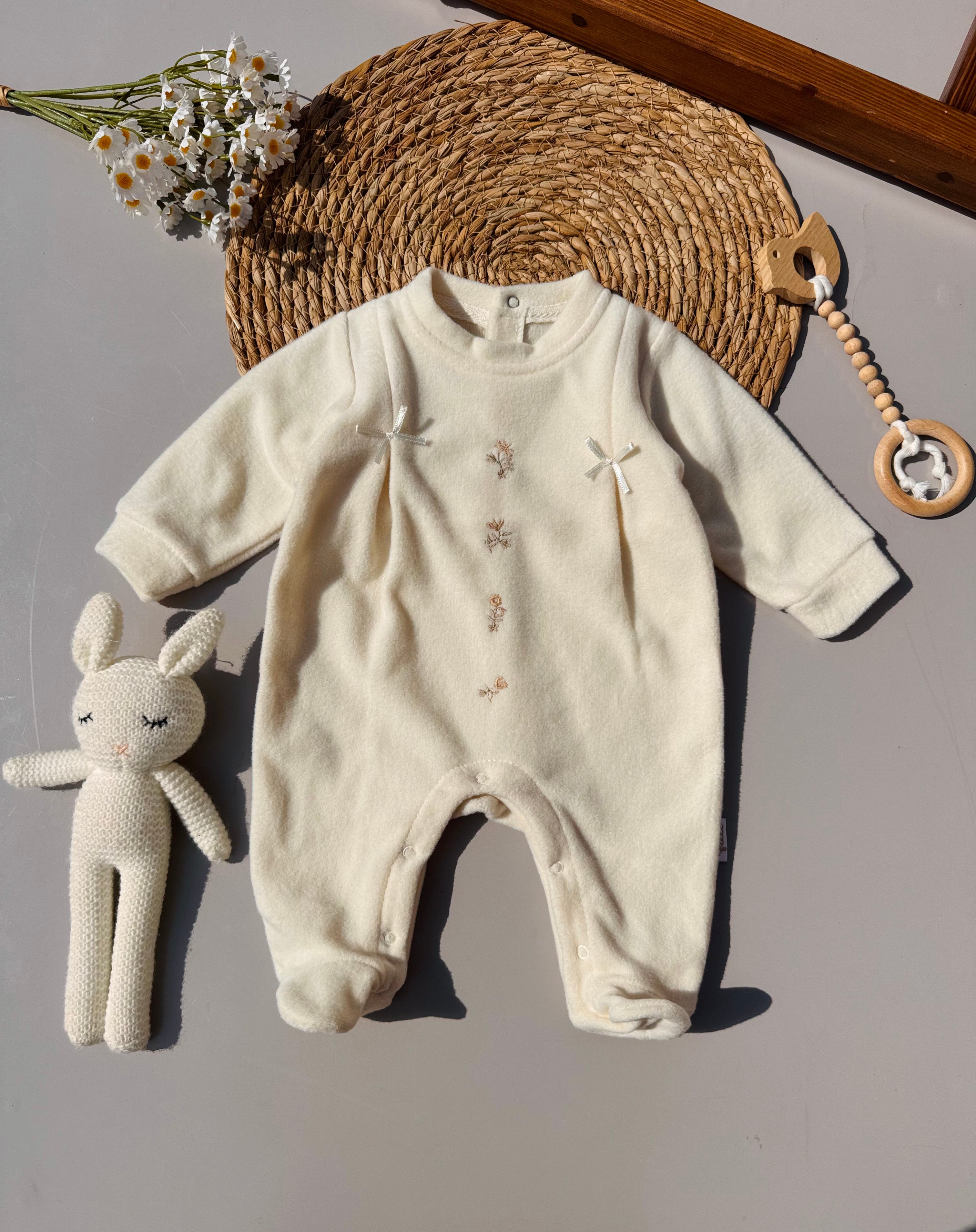 Cream Flowers Mohair Overall