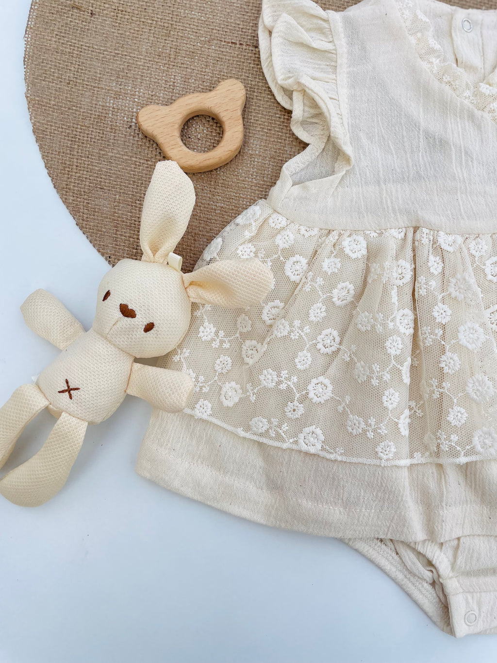 Beige Linen Dentelle  Dress
