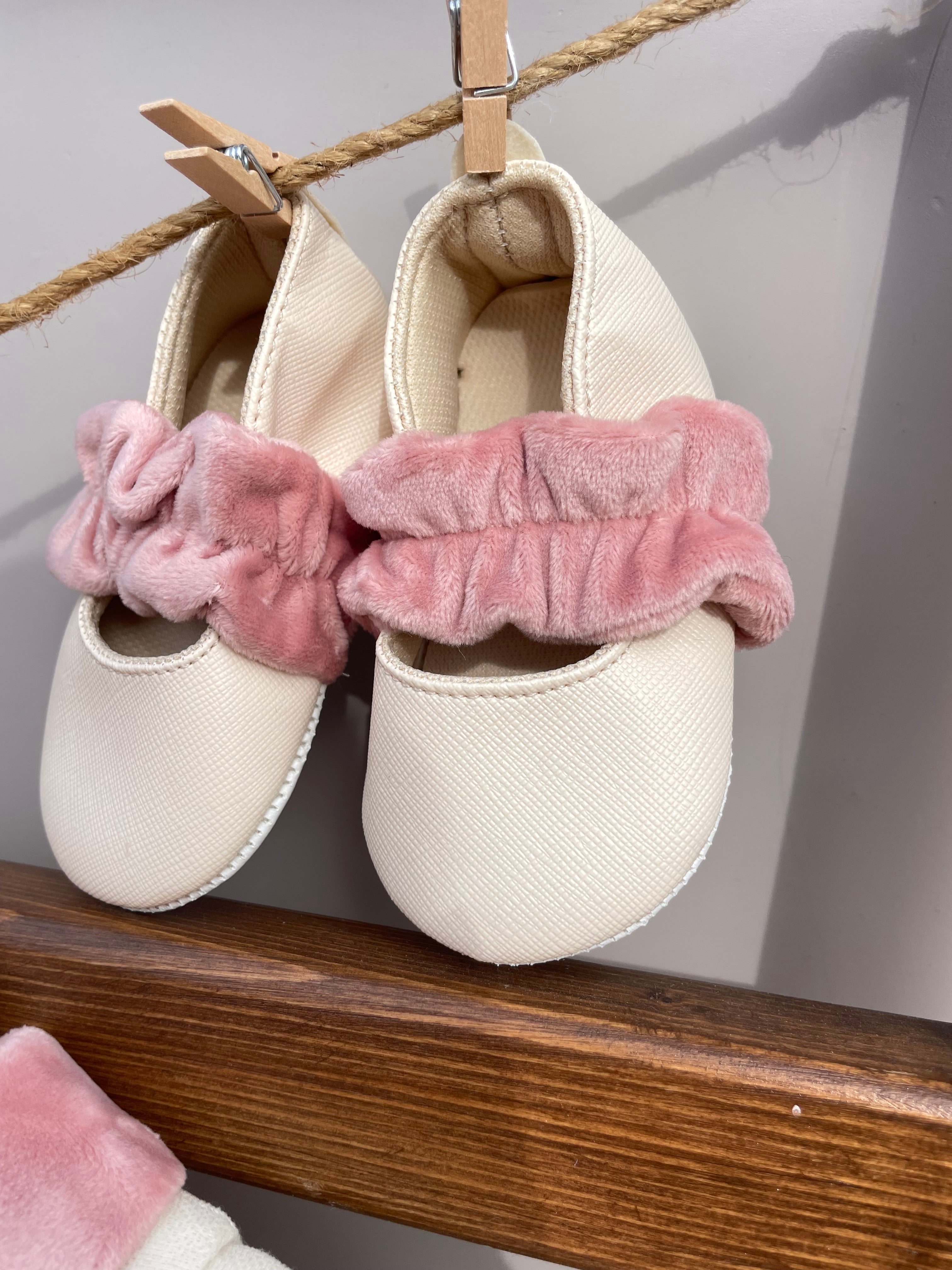 Beige And Pink Velvet Dress set 4 pcs