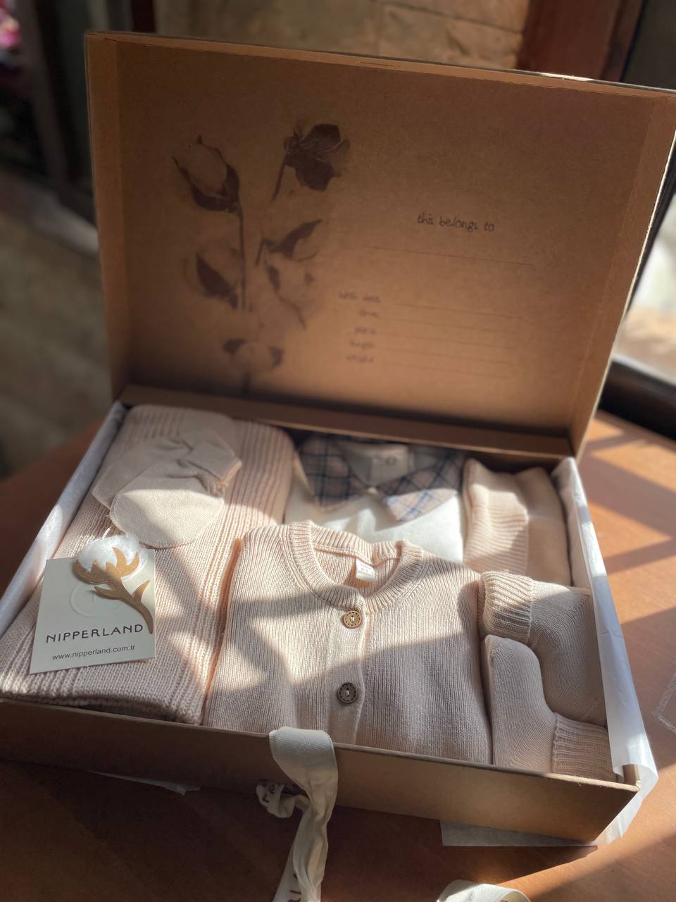 Beige Knitted Cotton Set