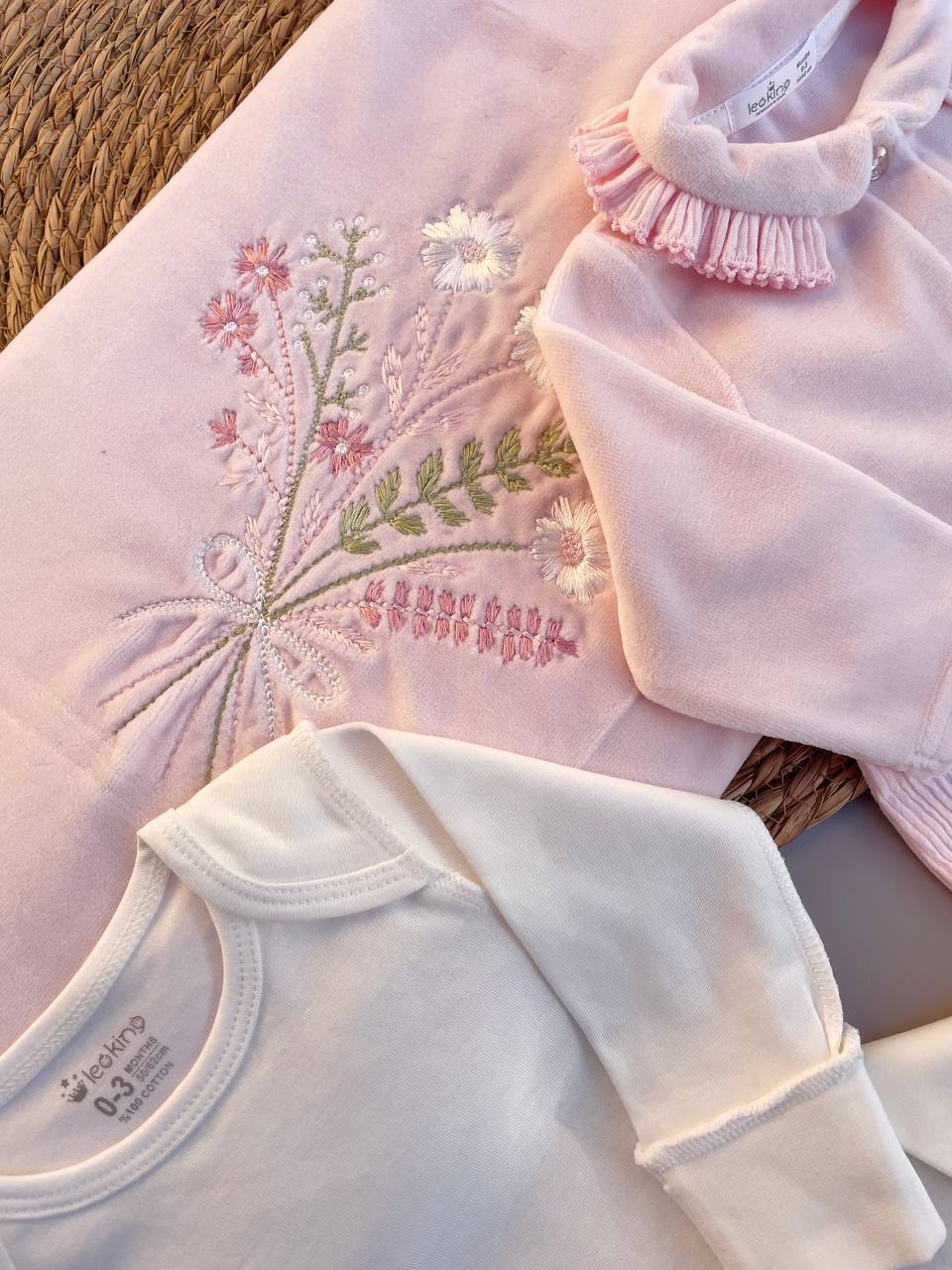 Pink Flowers Velvet Hospital Set 9 Pcs