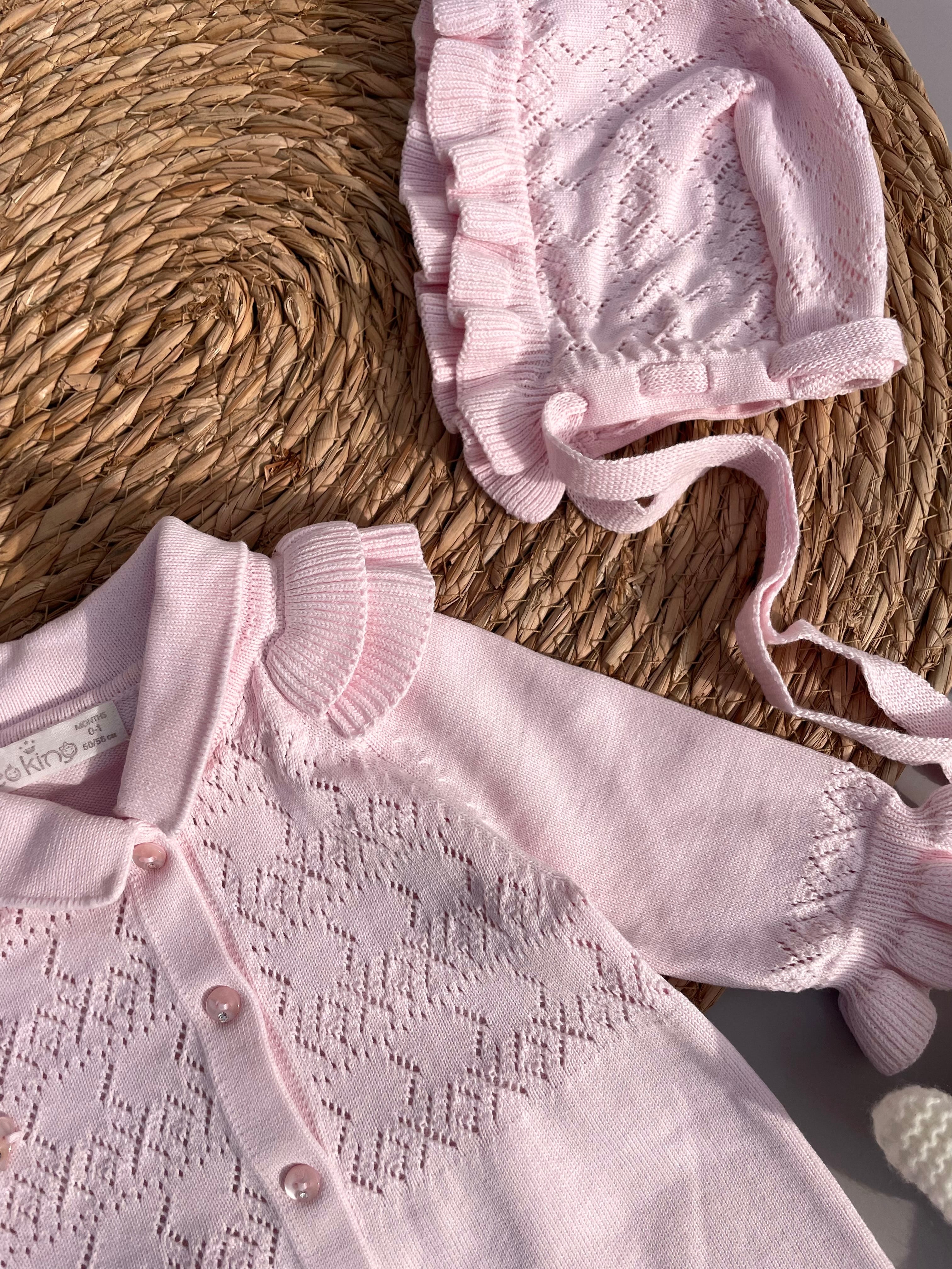 Organic cotton Overall With Hat pink