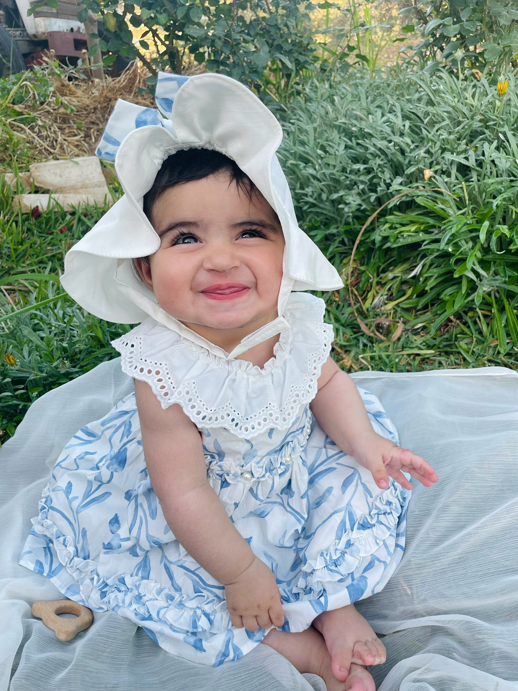 Blue and white summer dress 3 pcs