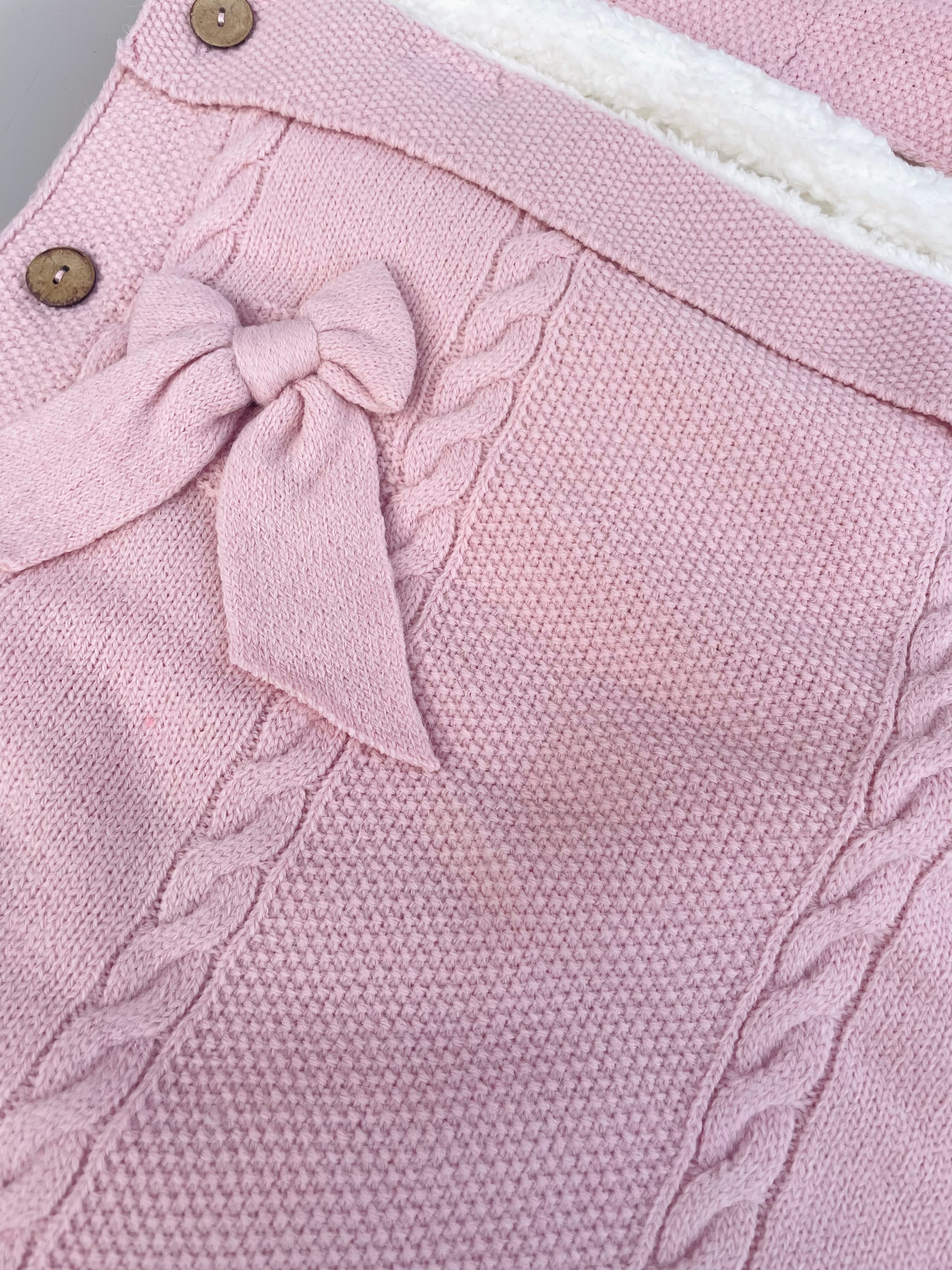Pink Wool Cache Bébé Fur inside