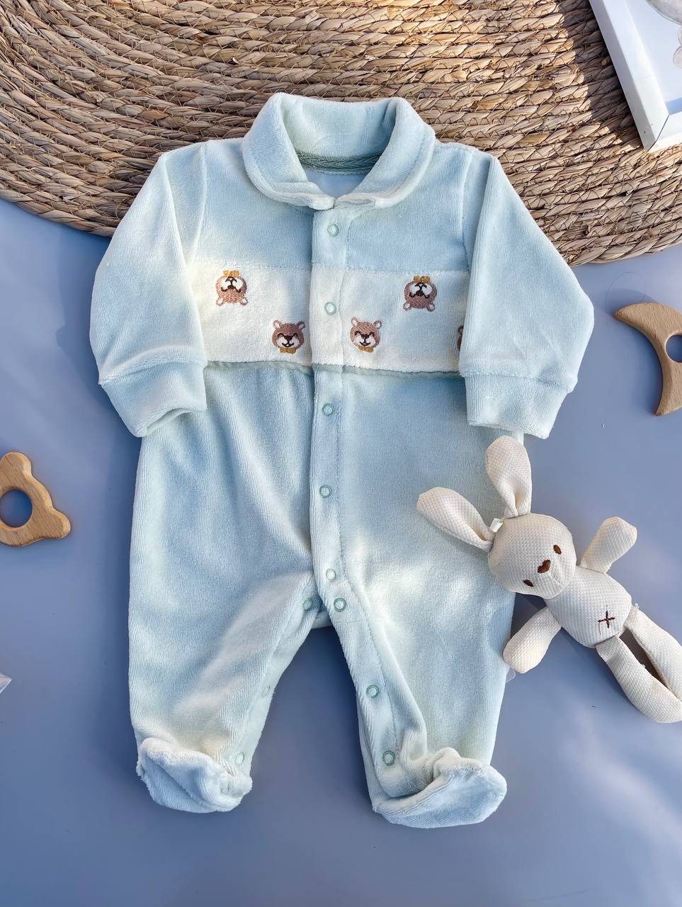 Mint Green Velvet Overall