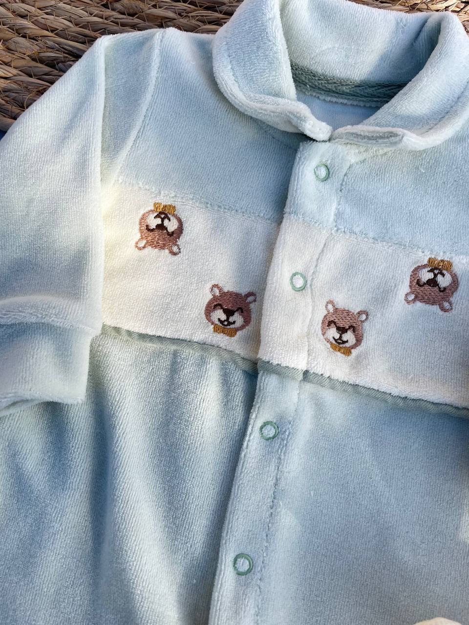 Mint Green Velvet Overall