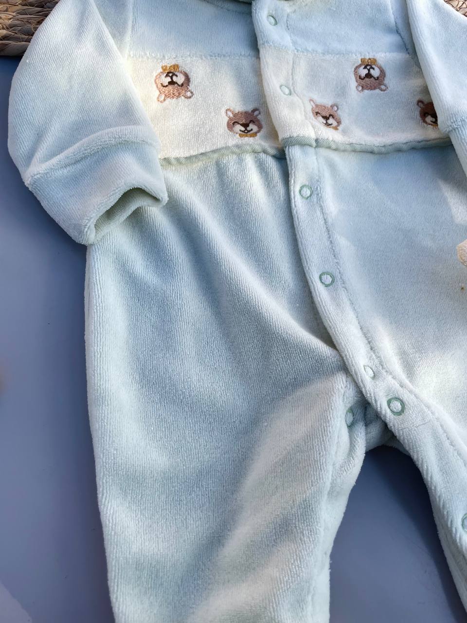 Mint Green Velvet Overall