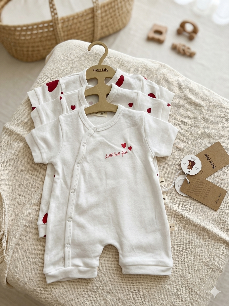 100% Cotton 3 Summer Overalls hearts