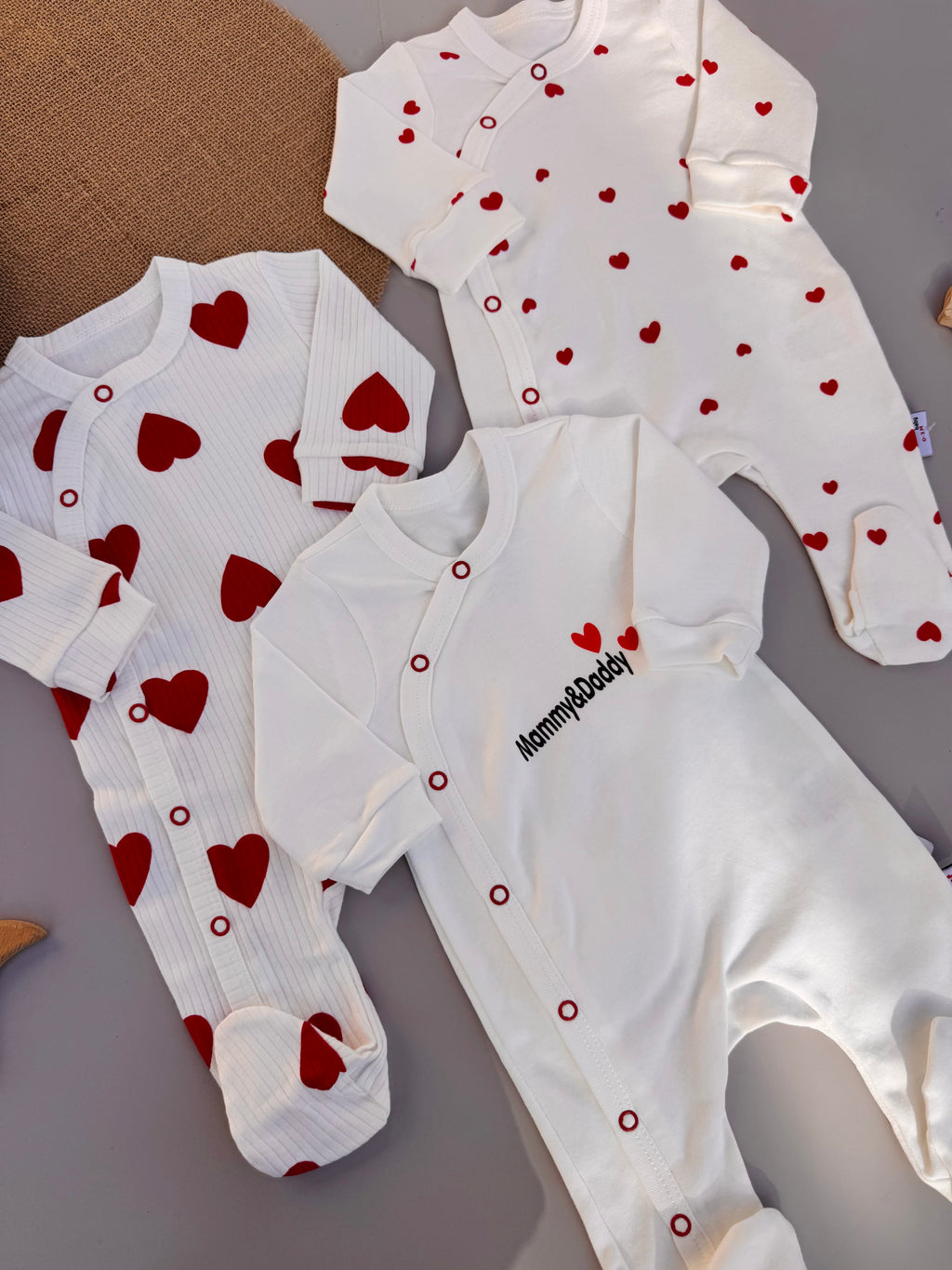 100% Cotton 3  Overalls hearts
