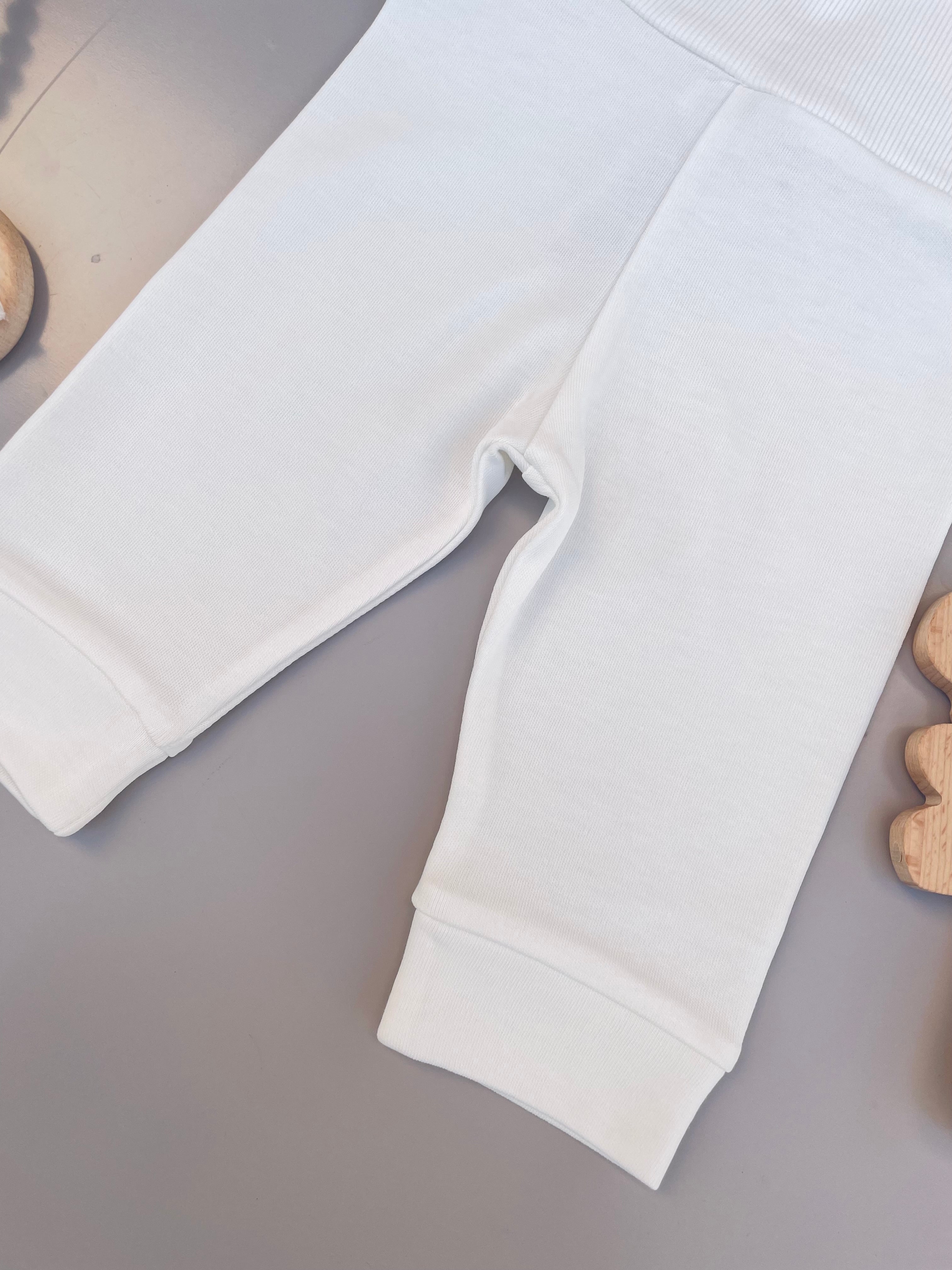 Off-White Organic Cotton High Waisted NO-Footed  Pants