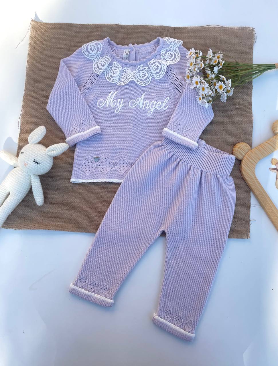 Lila Knitted Cotton My Angel Set