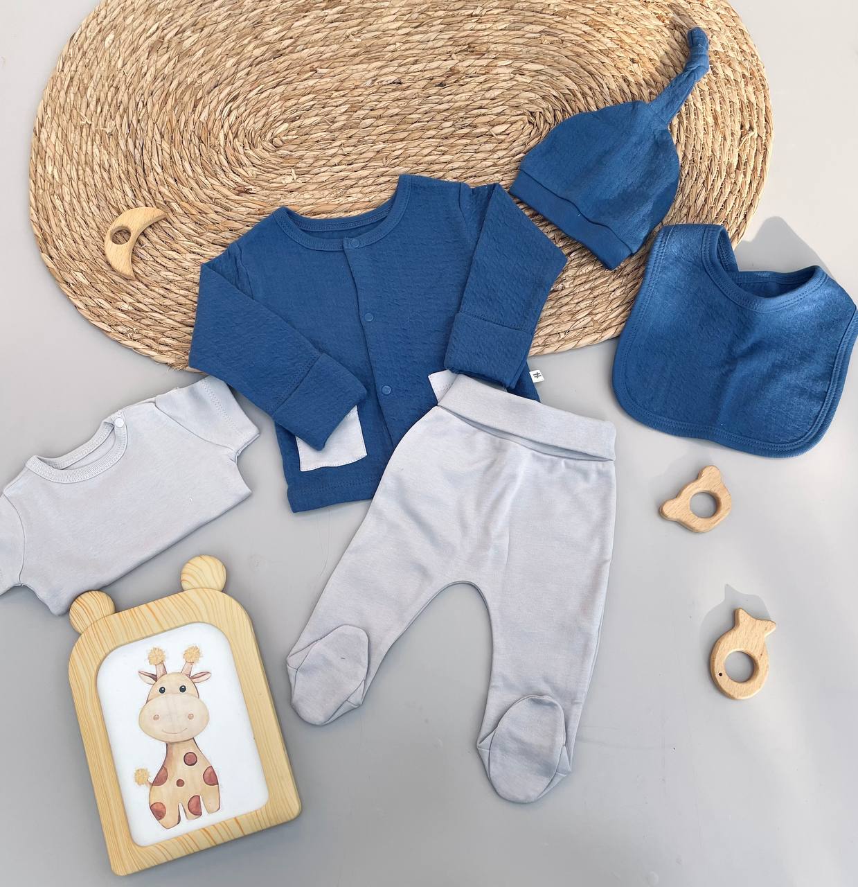 Navy Blue And Grey 5 Pcs Set