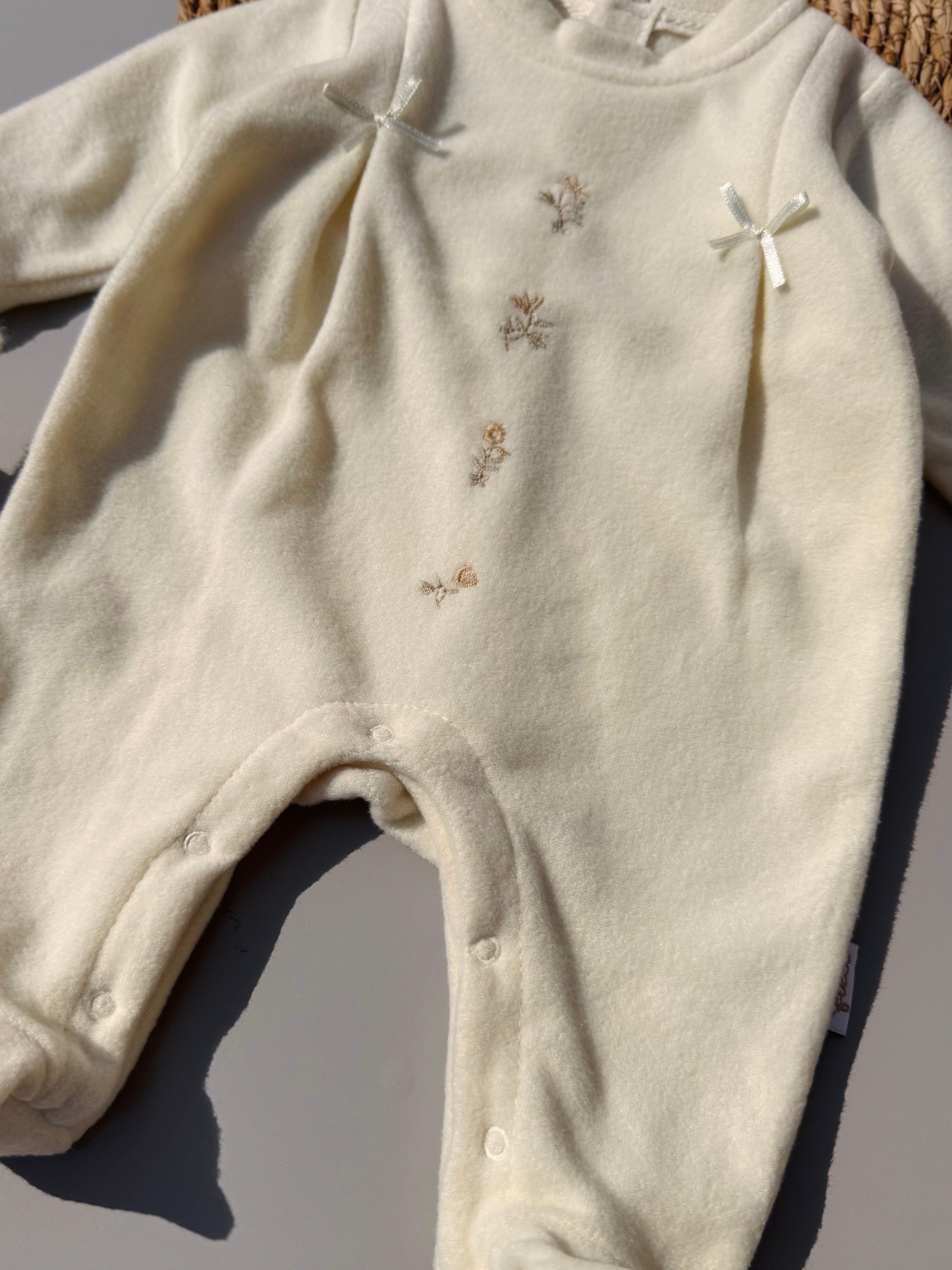 Cream Flowers Mohair Overall