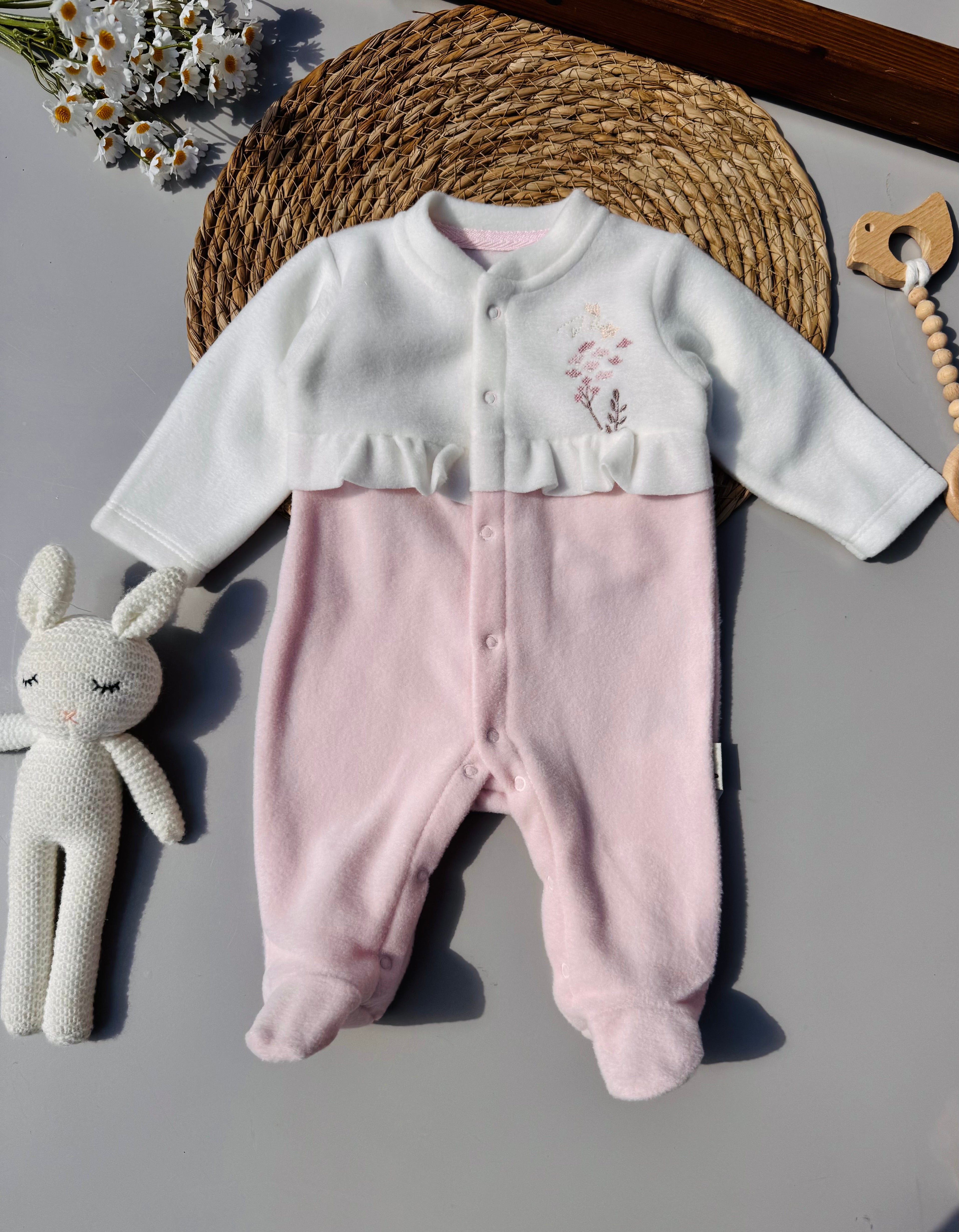 Pink And White Flowers Mohair Overall