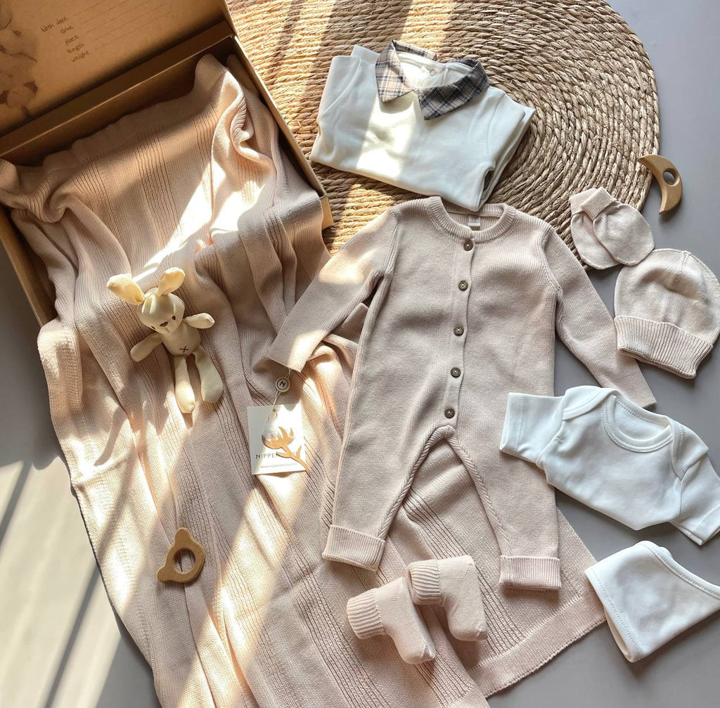 Beige Knitted Cotton Set