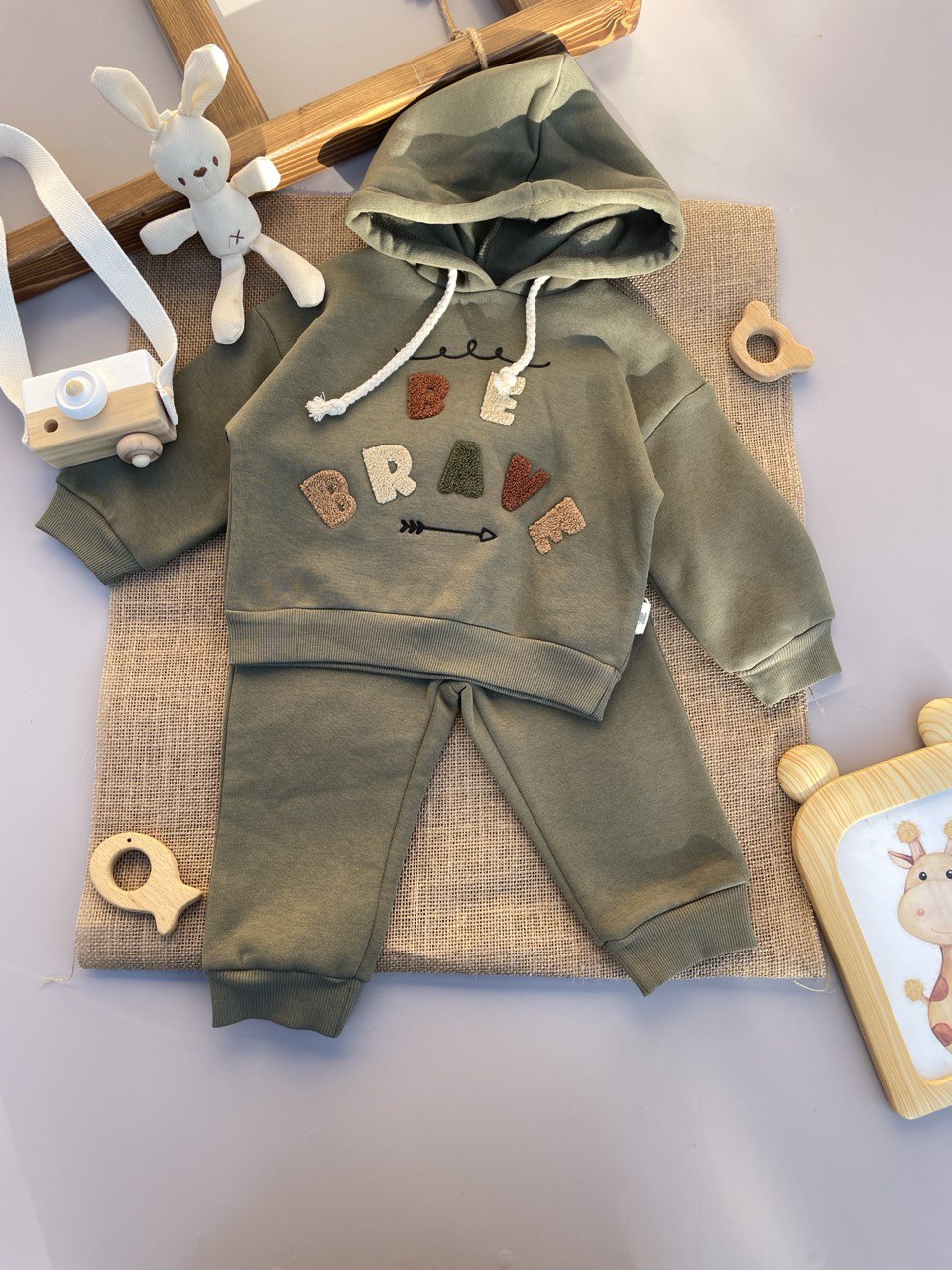 Olive Green Fleeced Pyjama