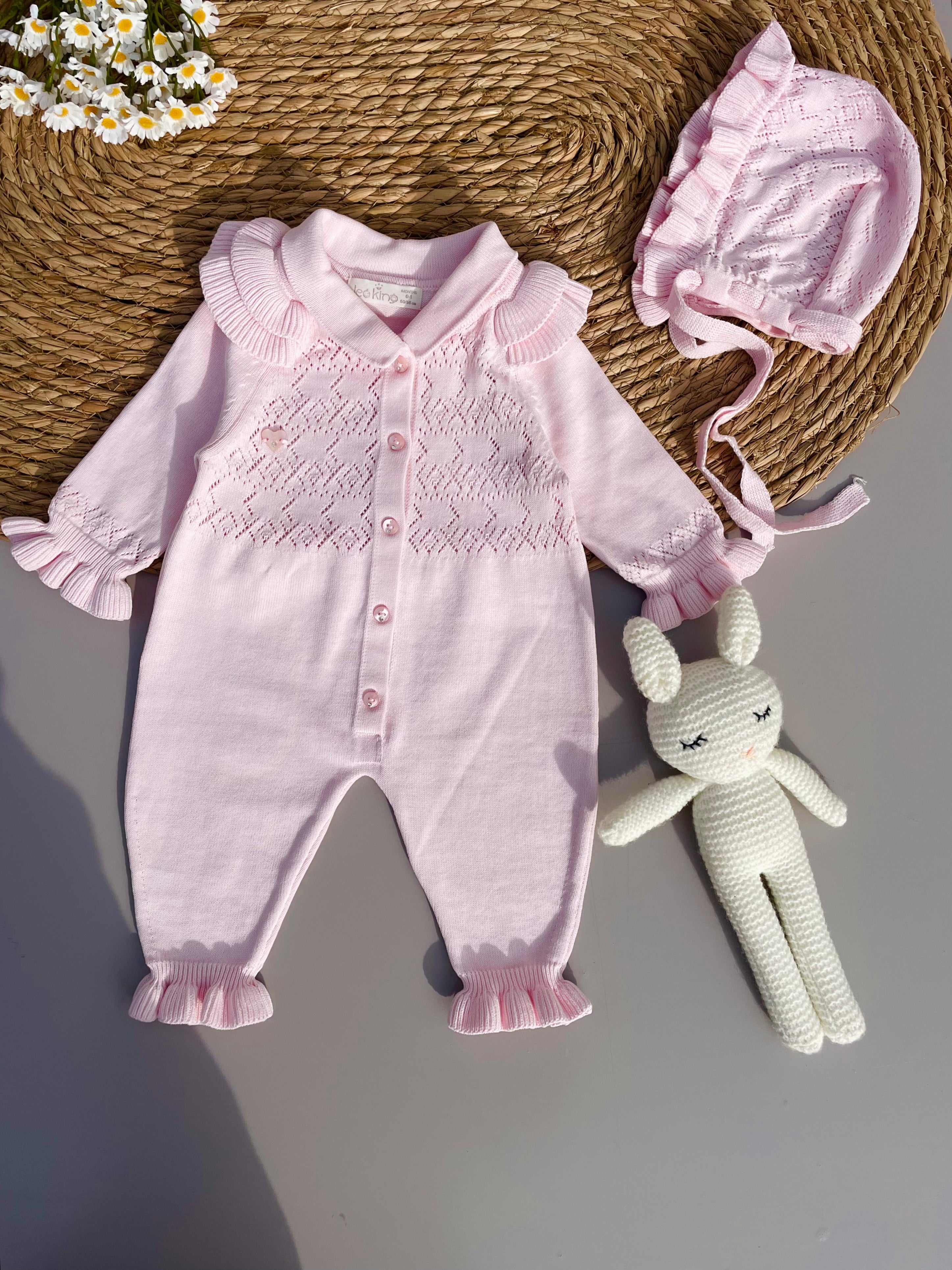 Organic cotton Overall With Hat pink