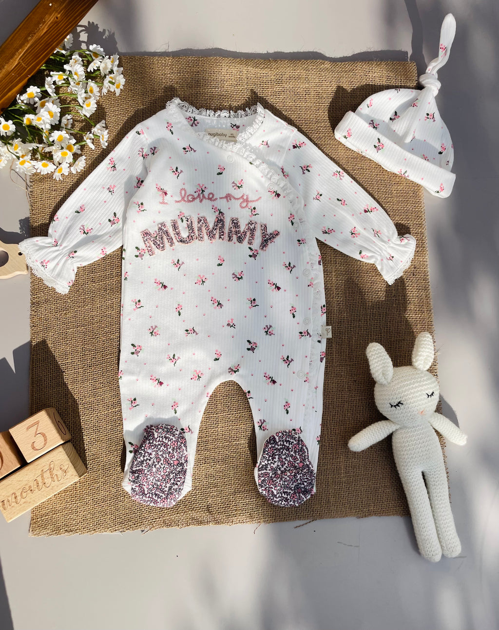 I Love Mummy Cotton Overall With Hat