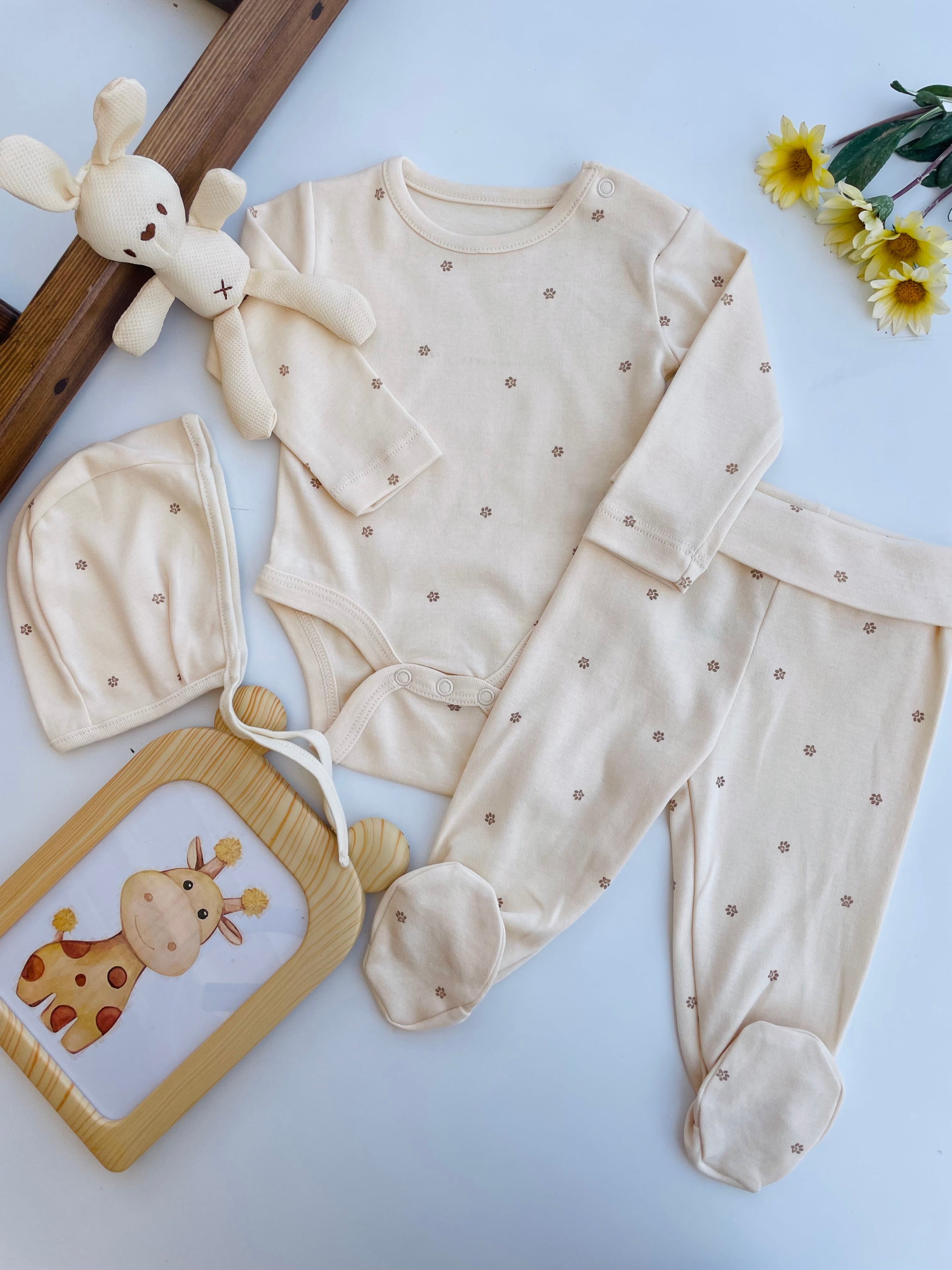 Beige Cotton Basic Set 3 pcs