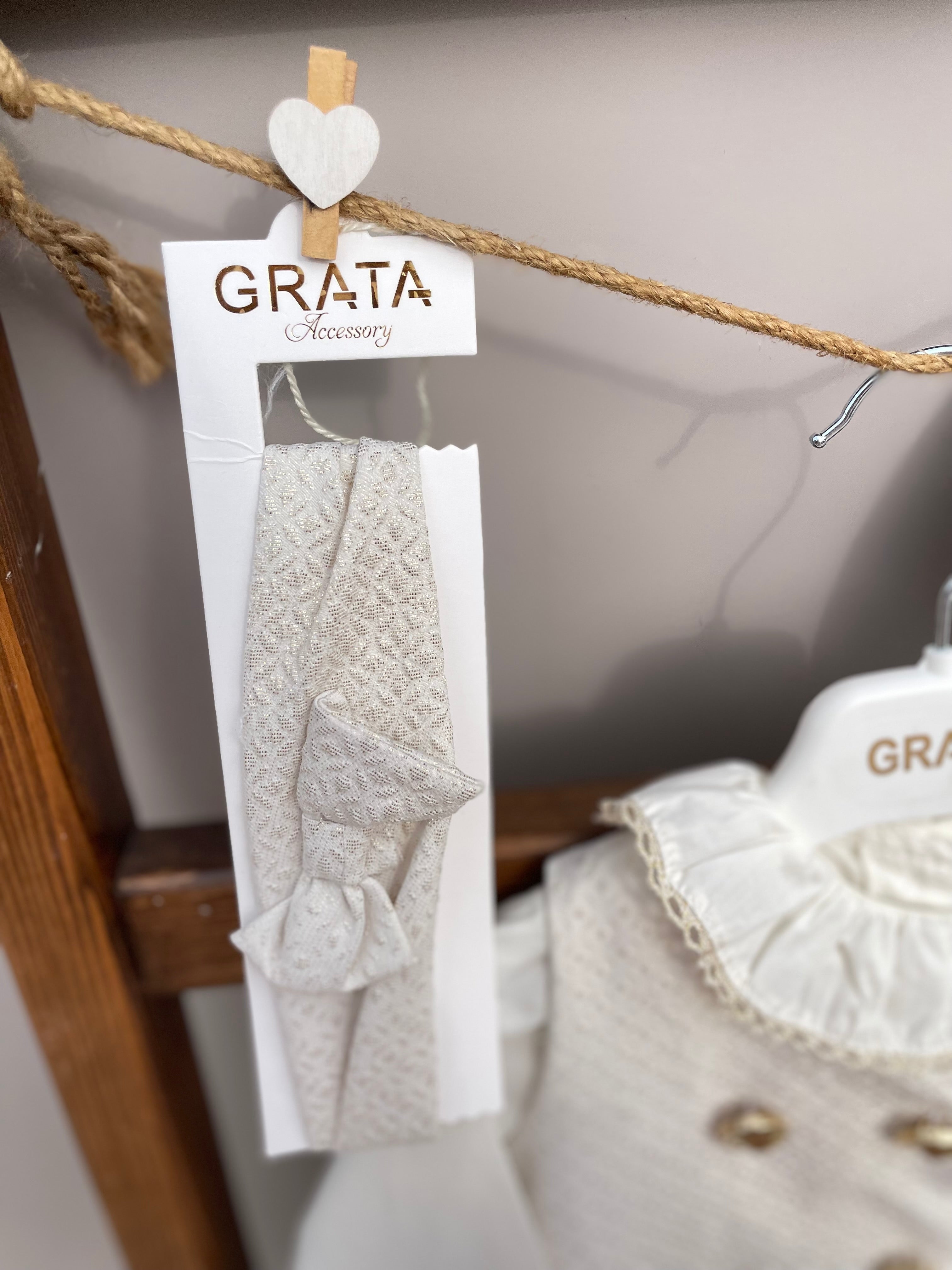 Beige And White Dress set 5 pcs