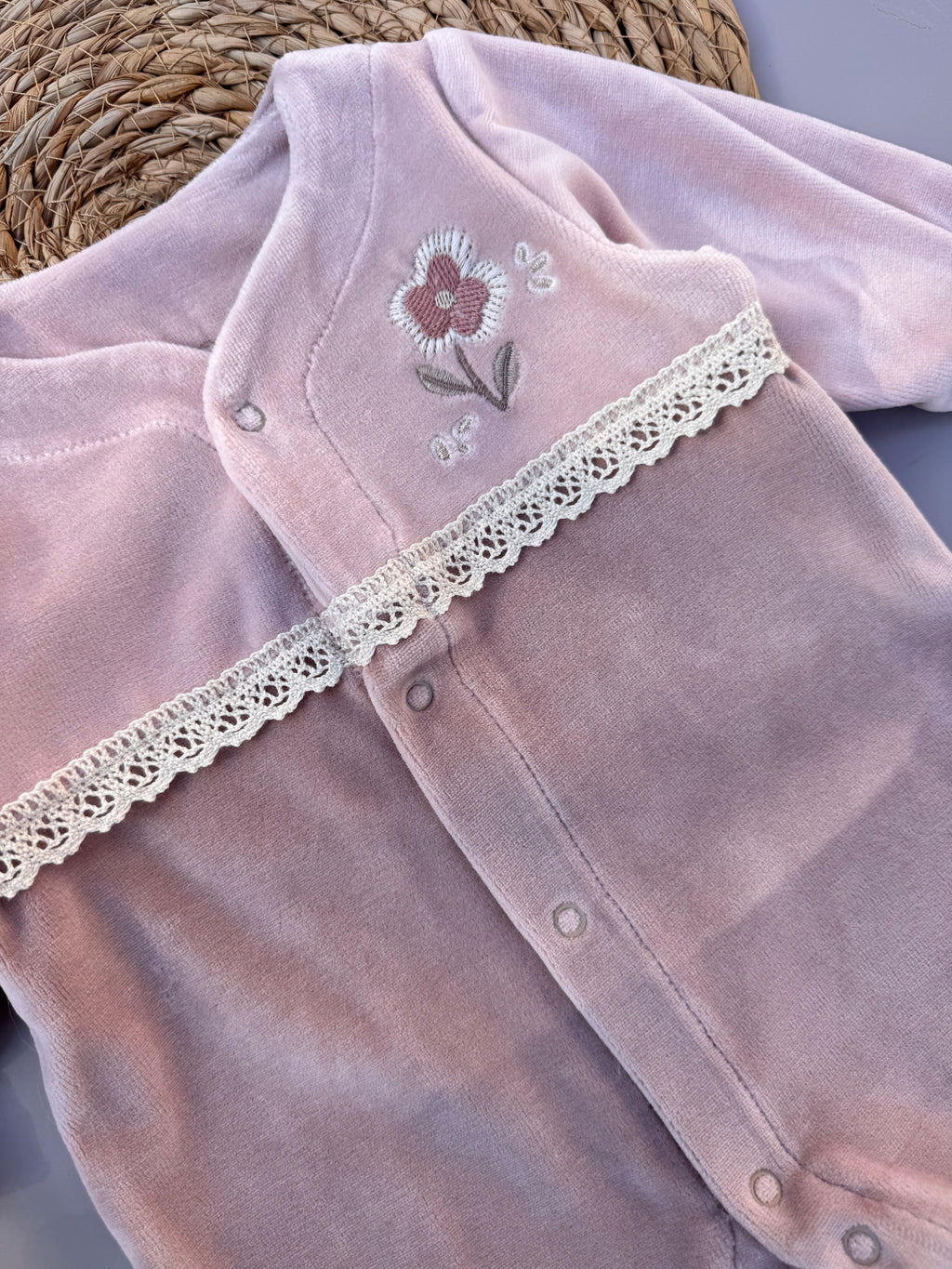 Purple  Flowers velvet Overall