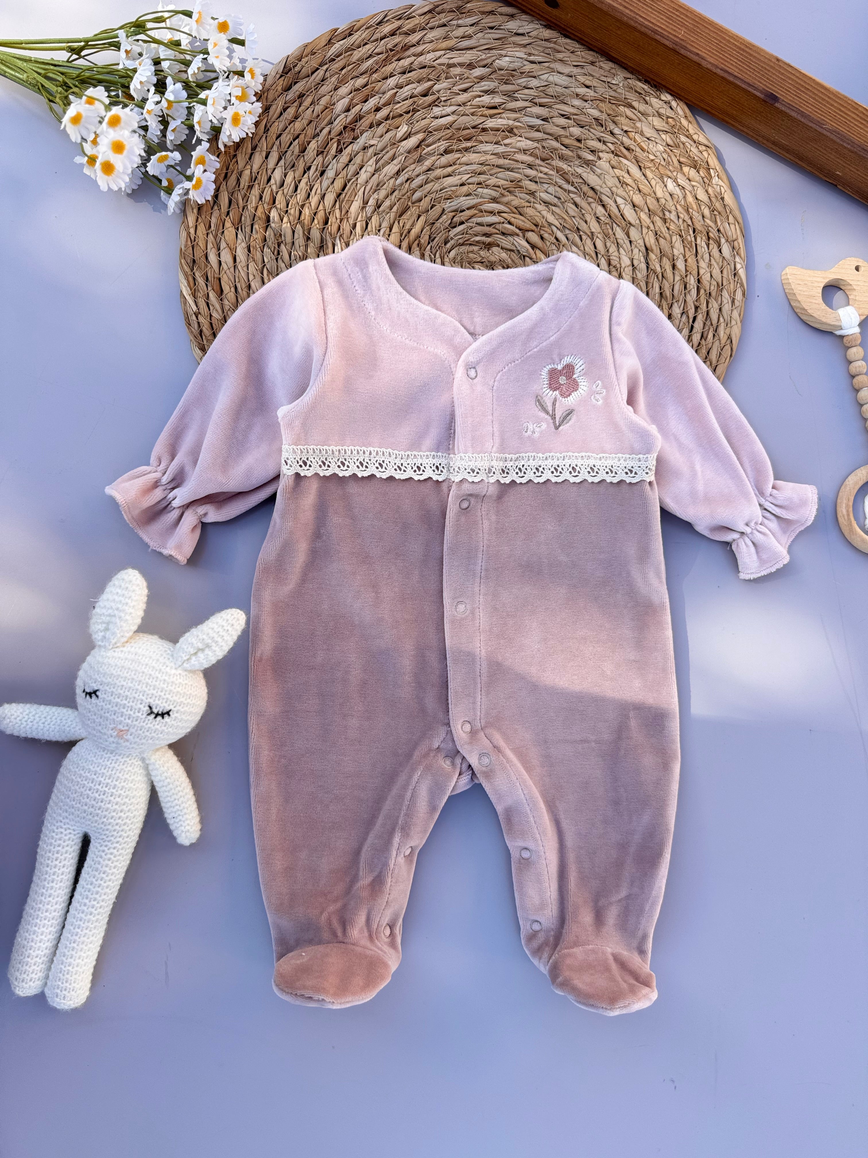 Purple  Flowers velvet Overall