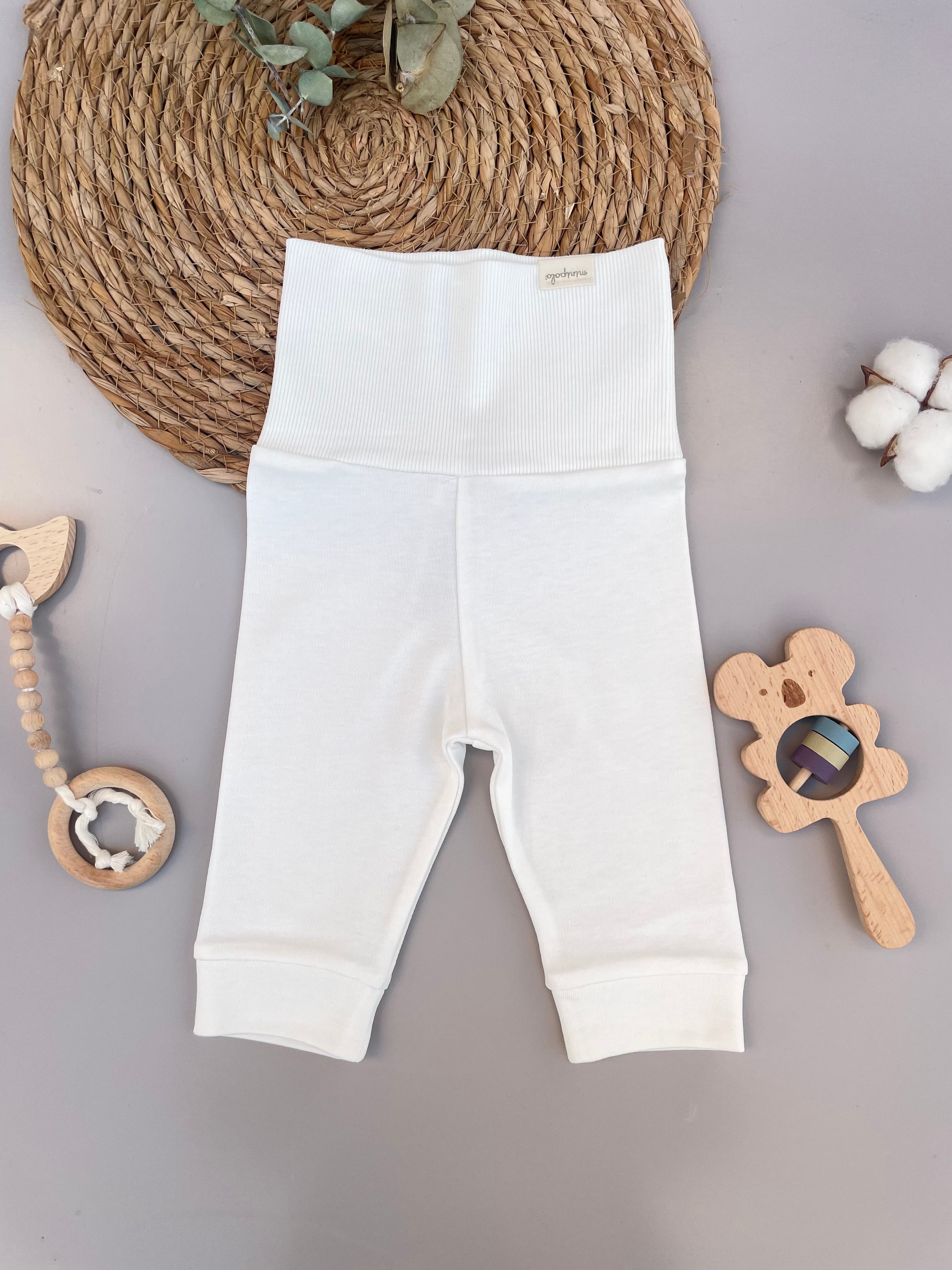 Off-White Organic Cotton High Waisted NO-Footed  Pants