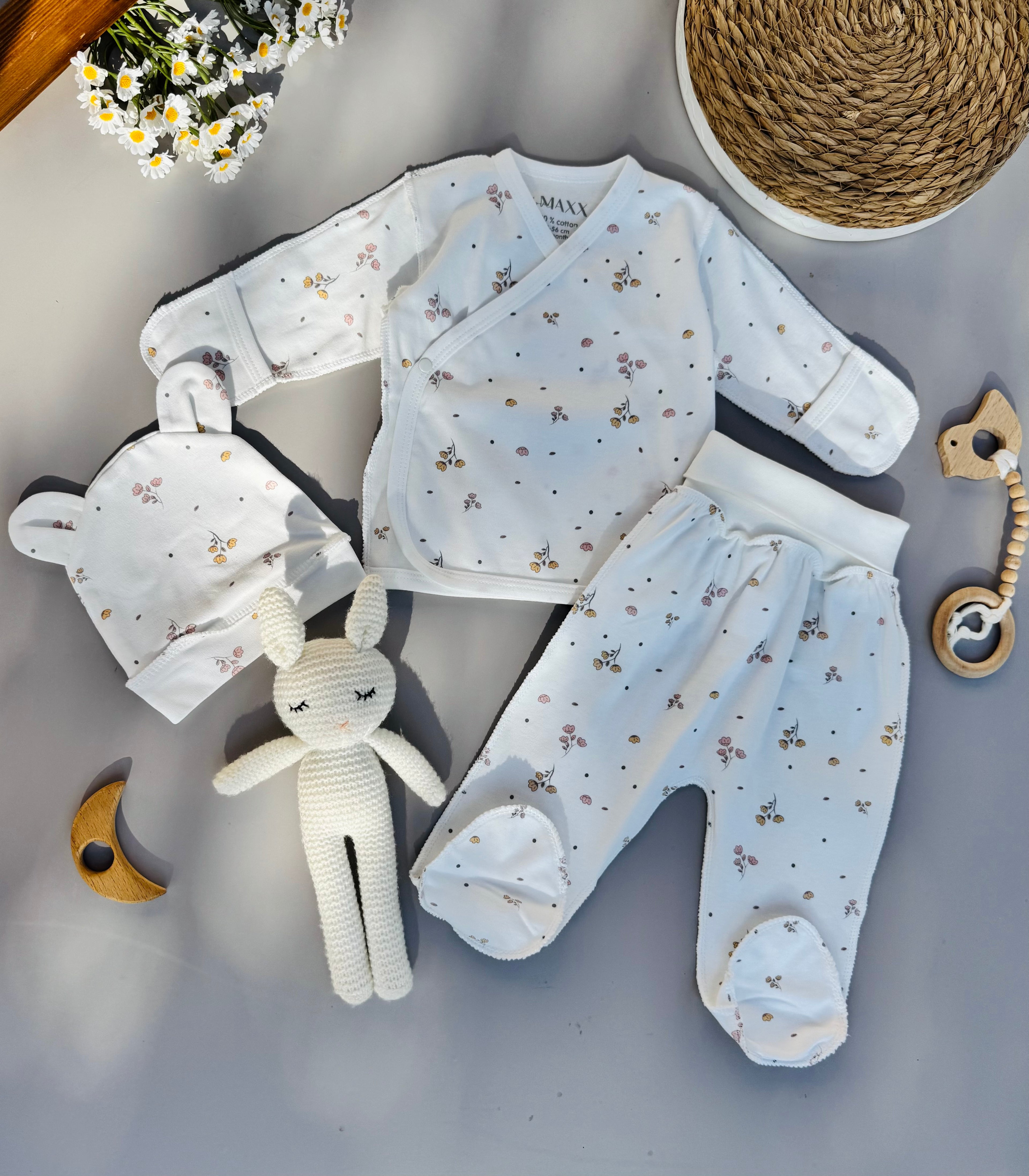 White flowers cotton set 3 pcs