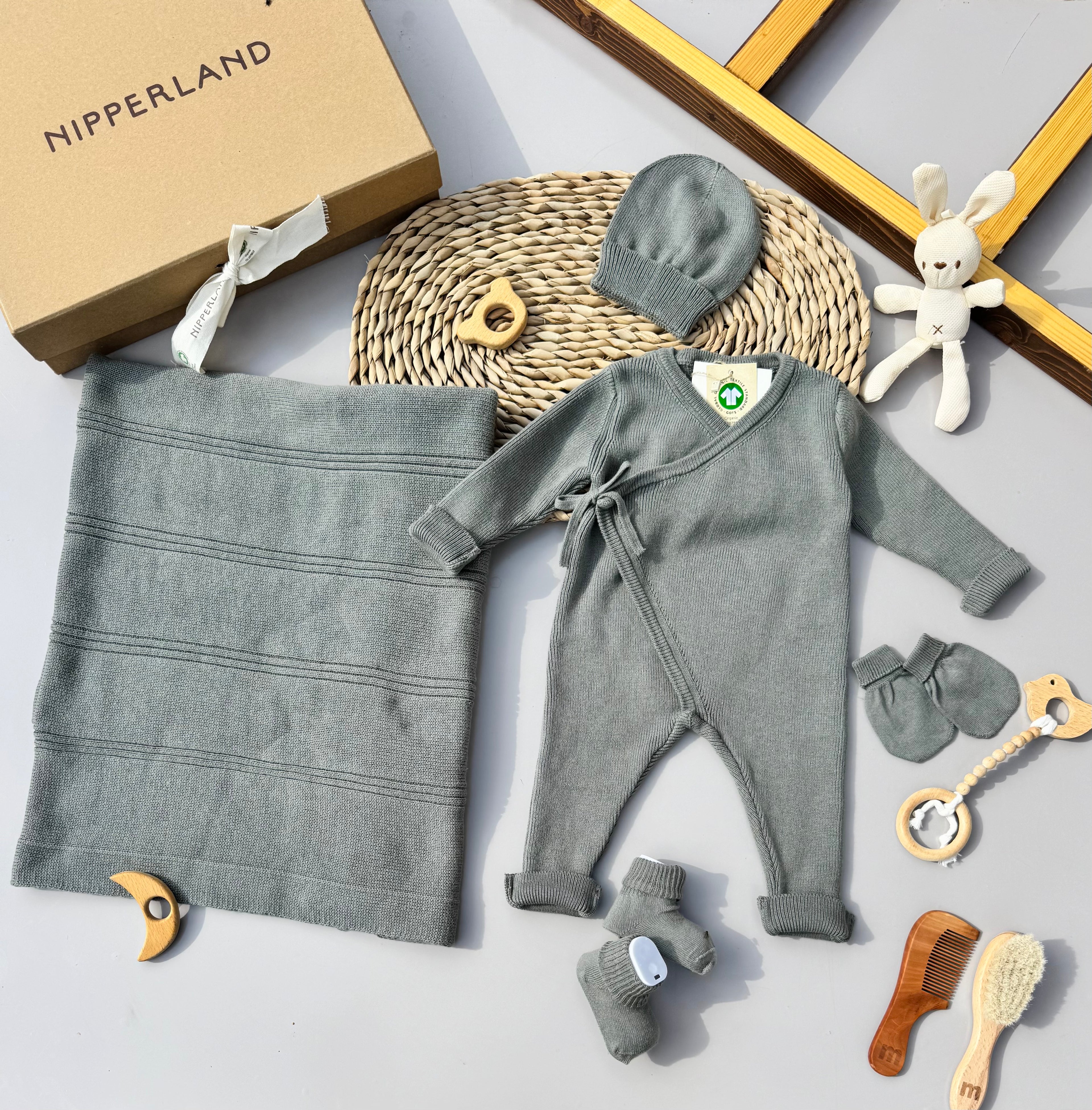 Olive color organic cotton GOTS Certified Hospital Set