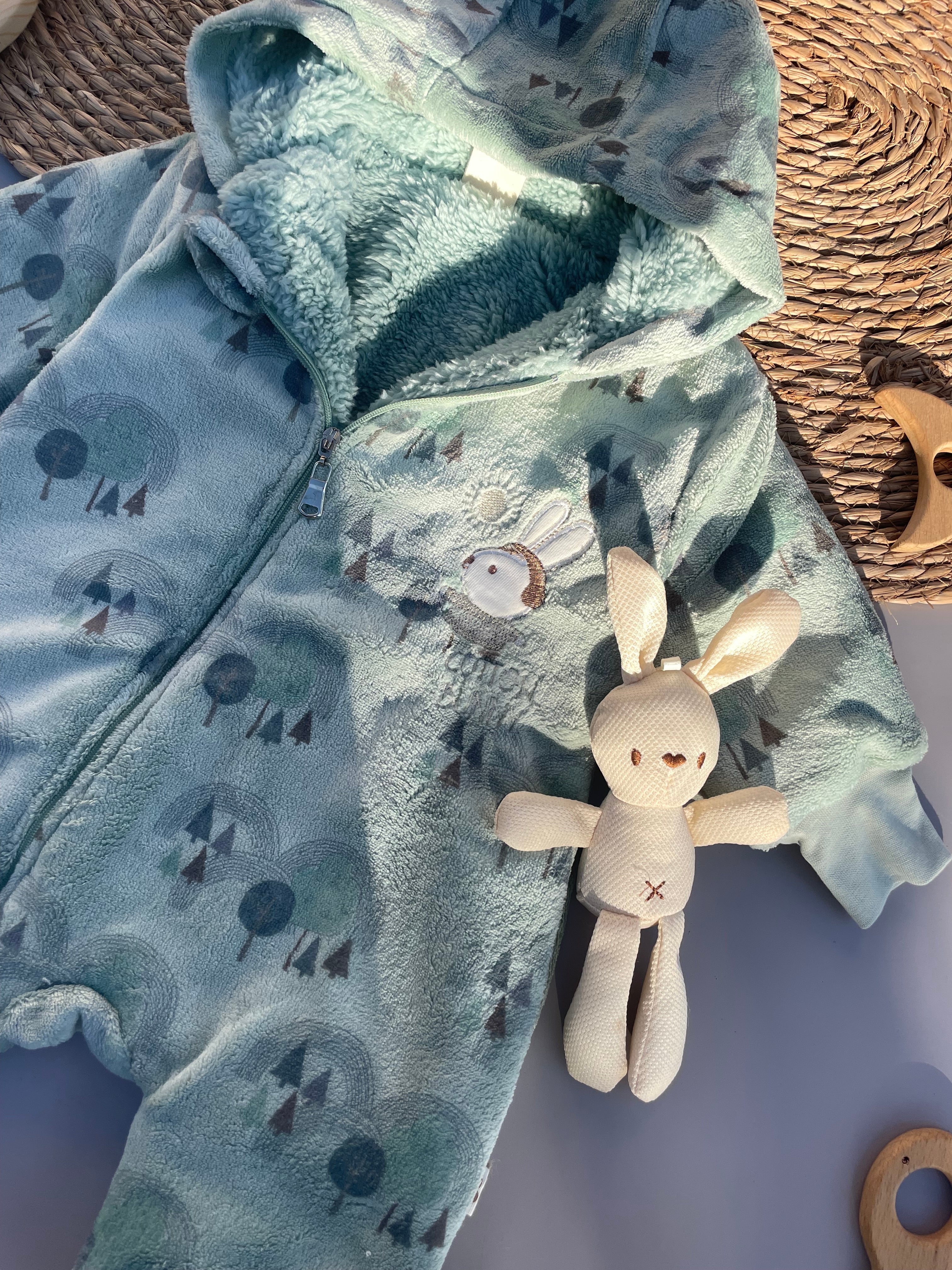 Mint Green Thick Fur Overall