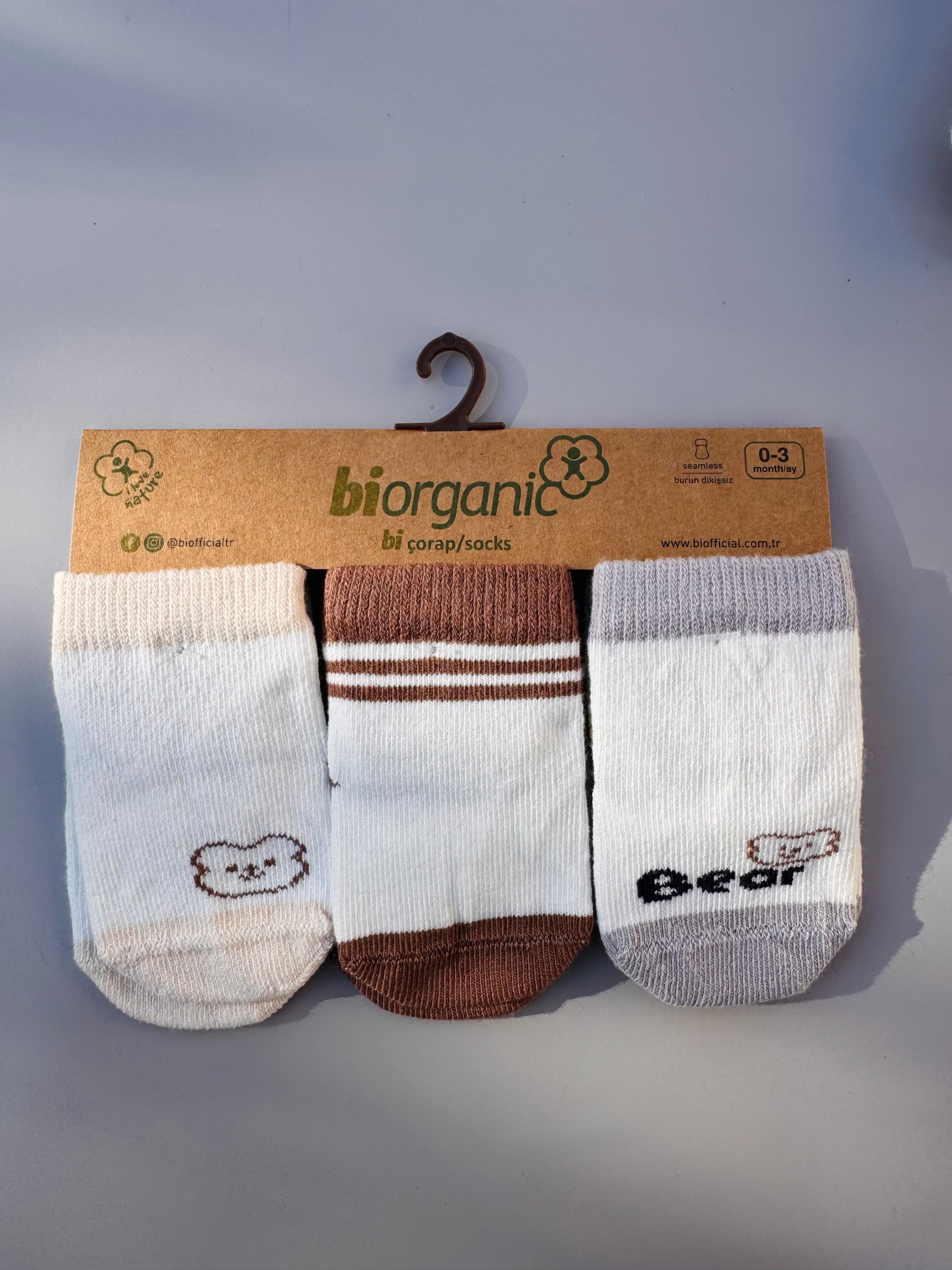 Bi Organic Bears socks 3 pairs
