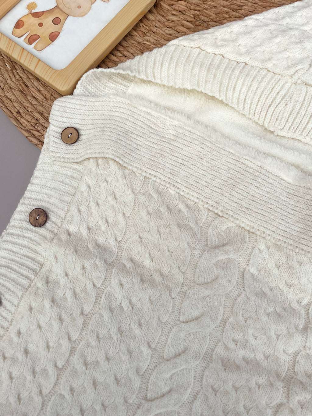 Off White Wool Cache Bébé Fur inside