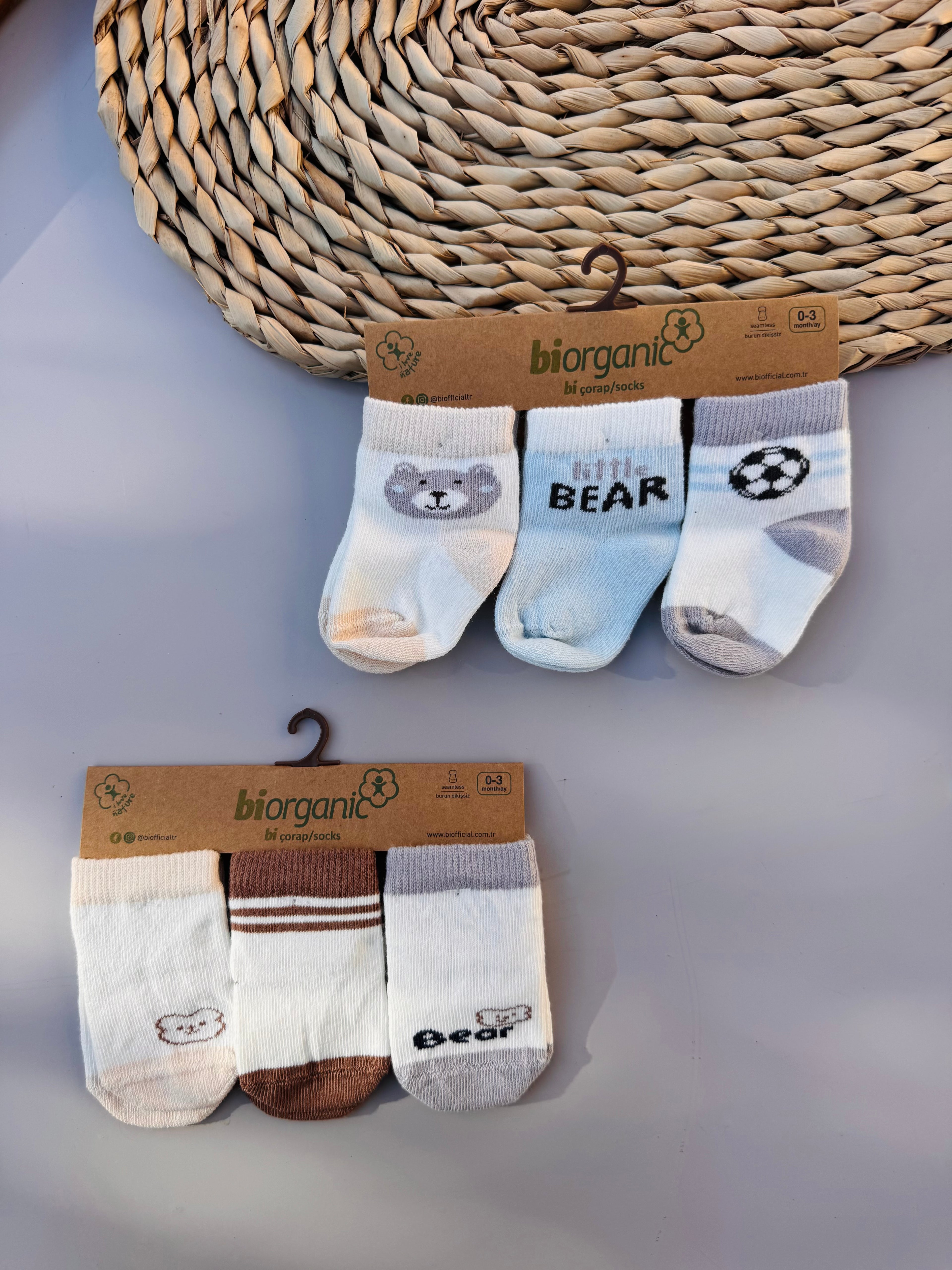 Bi Organic Bears socks 3 pairs
