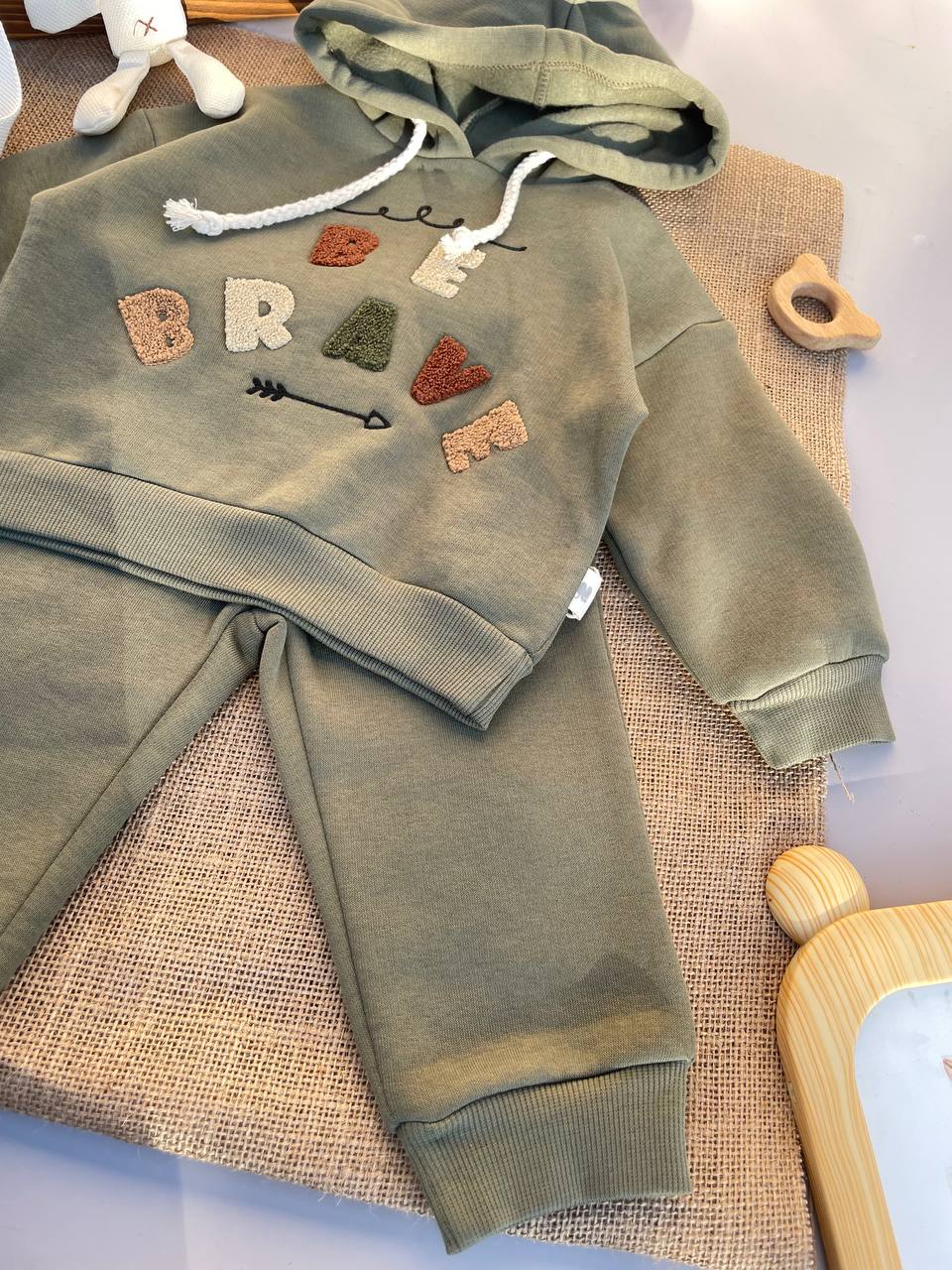 Olive Green Fleeced Pyjama
