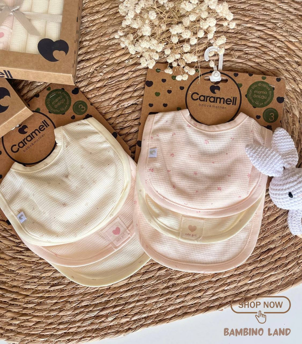 Pink And Beige Cotton Bibs