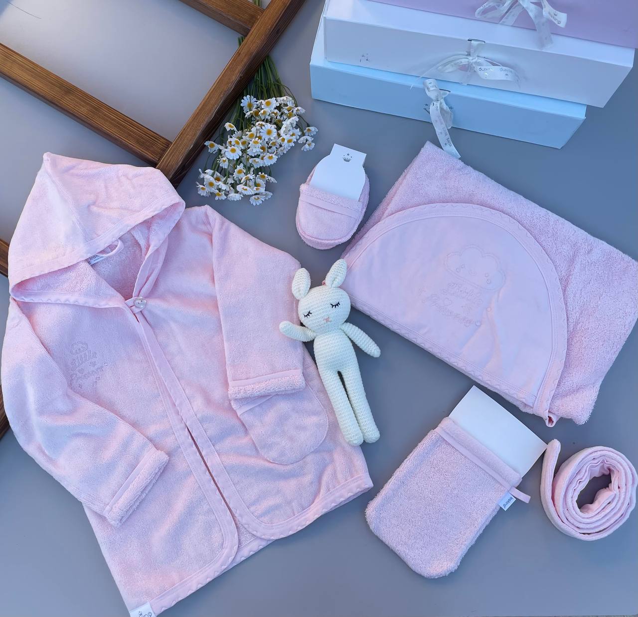 Pink Organic Cotton Bath Set