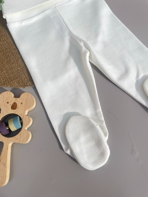 Off-White Organic Cotton High Waisted Footed  Pants