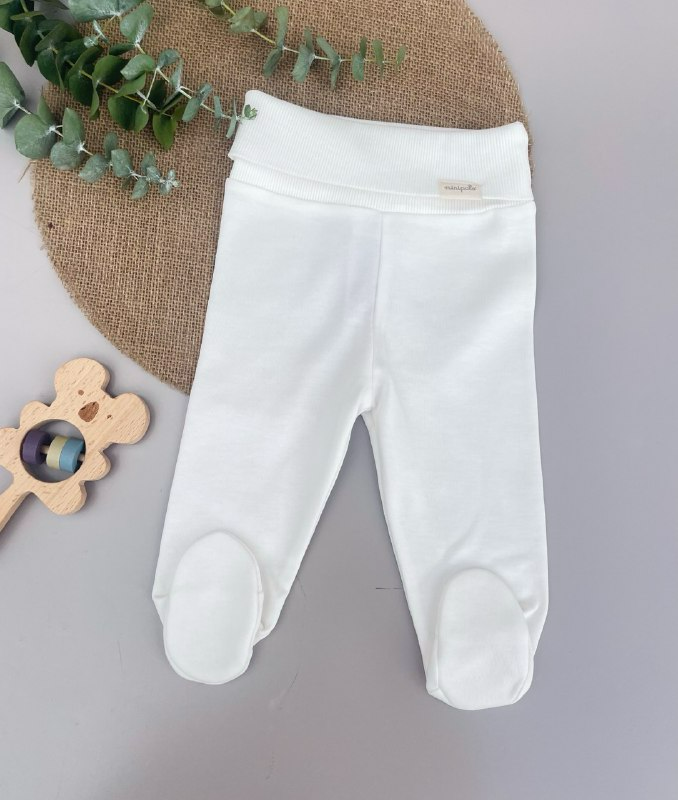 Off-White Organic Cotton High Waisted Footed  Pants