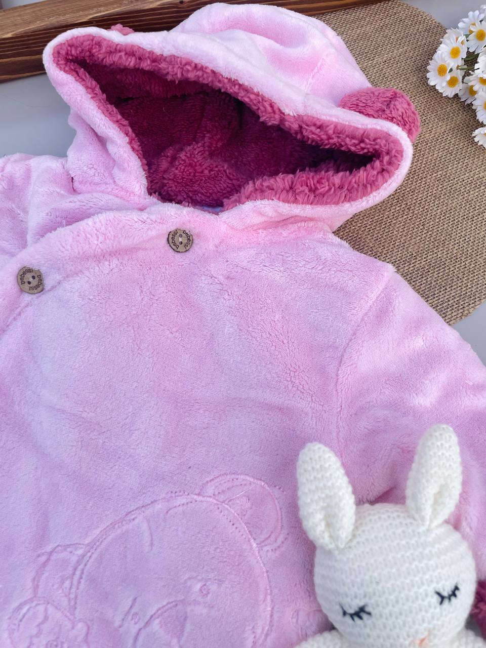 Pink Bear Fur Overall