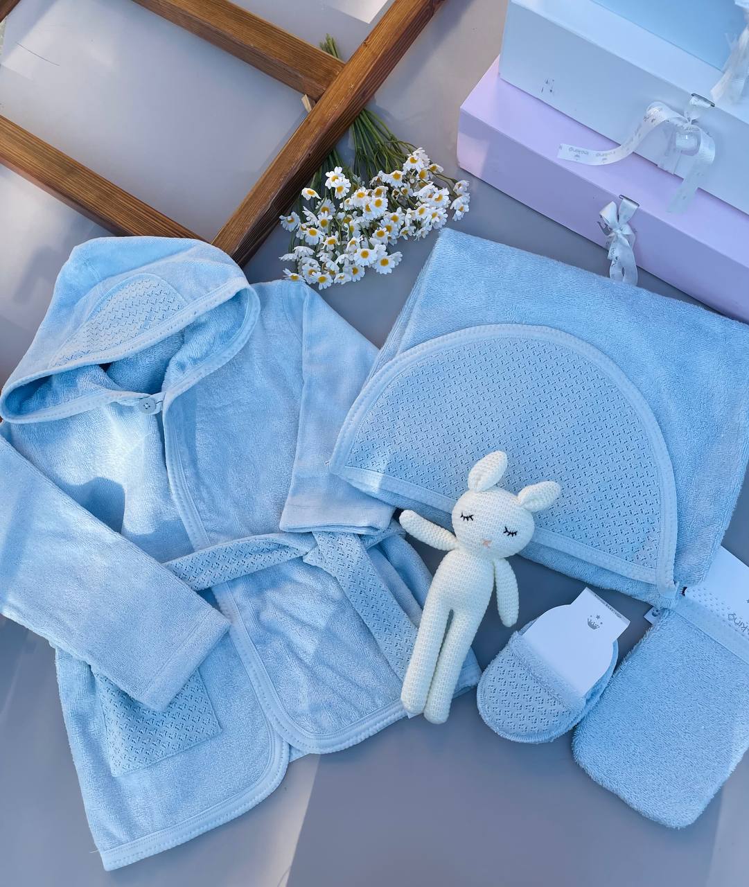Blue Organic Cotton Bath Set
