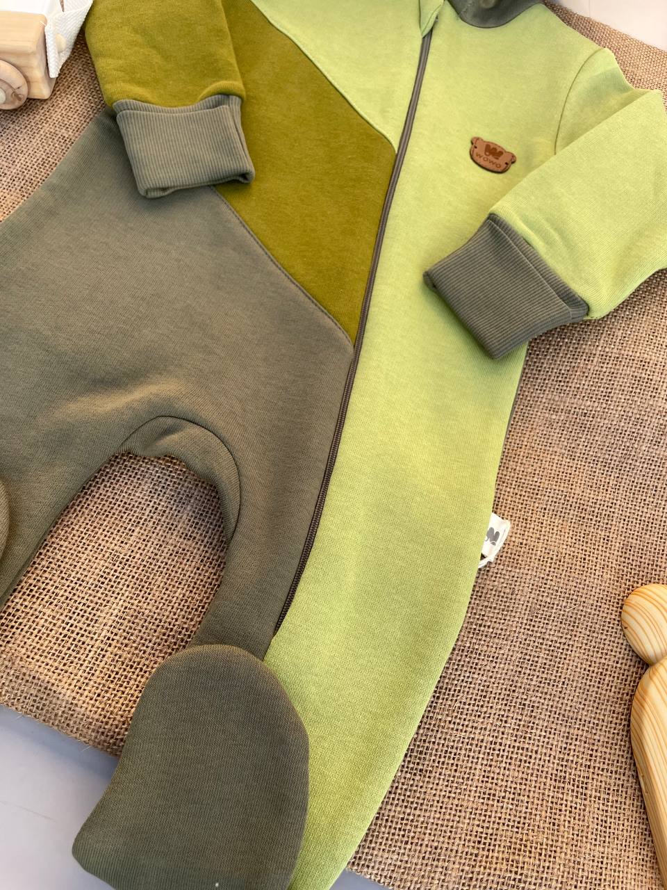 Green Zipper Overall Fleeced