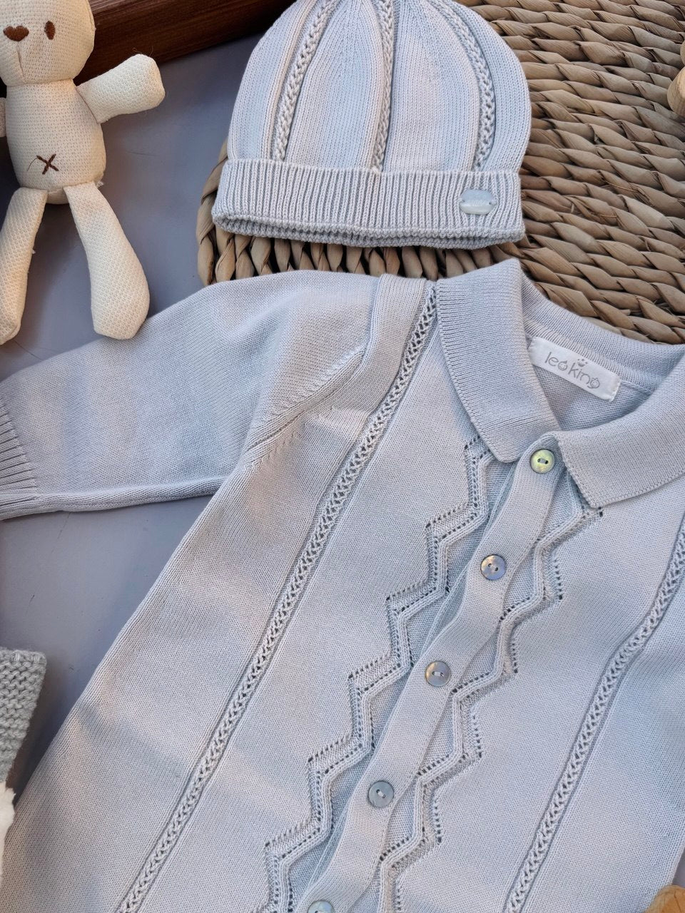 Grey Knit Cotton Hospital Set 5 Pcs Spanish Design